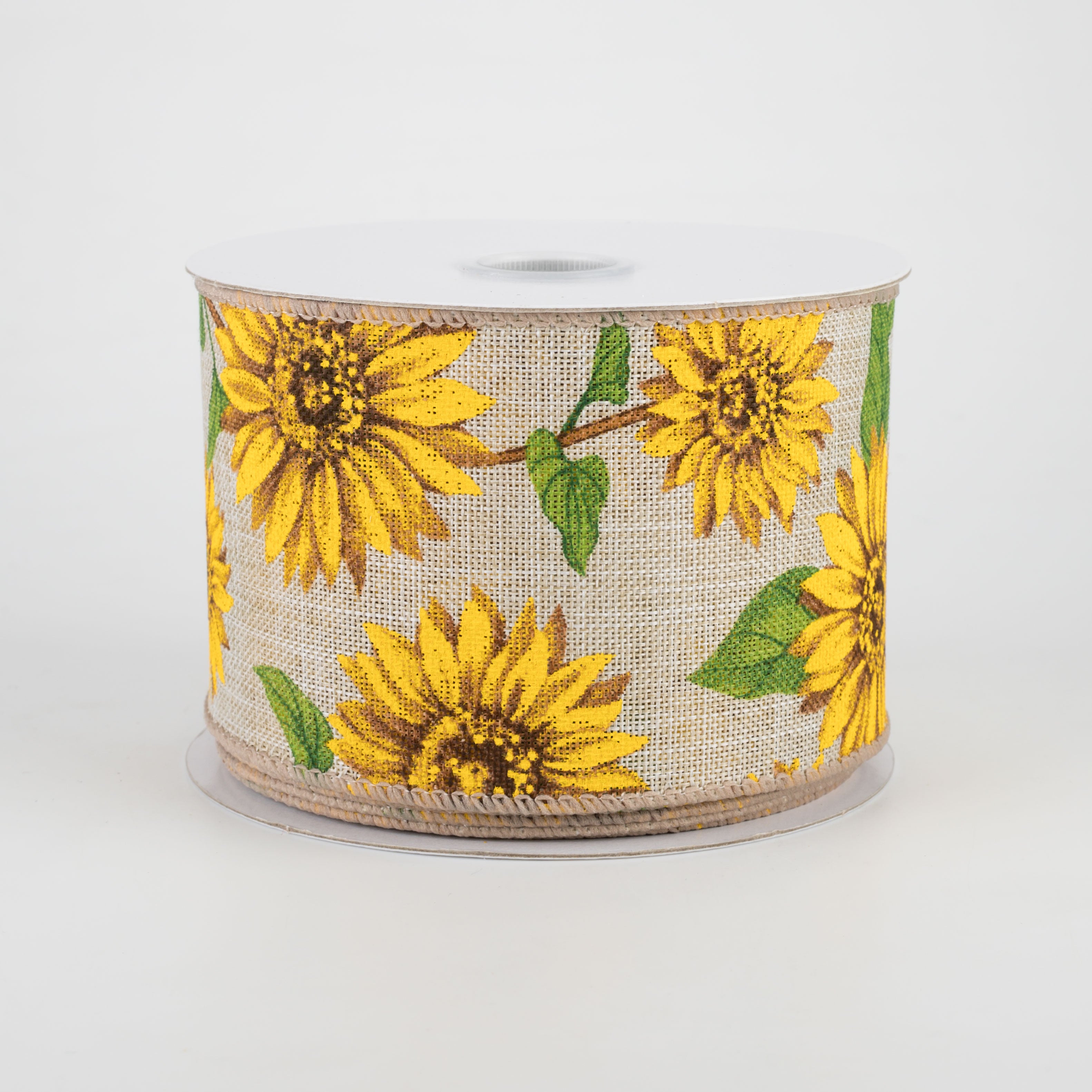 2.5" Linen Sunflower Ribbon: Light Natural (10 Yards)