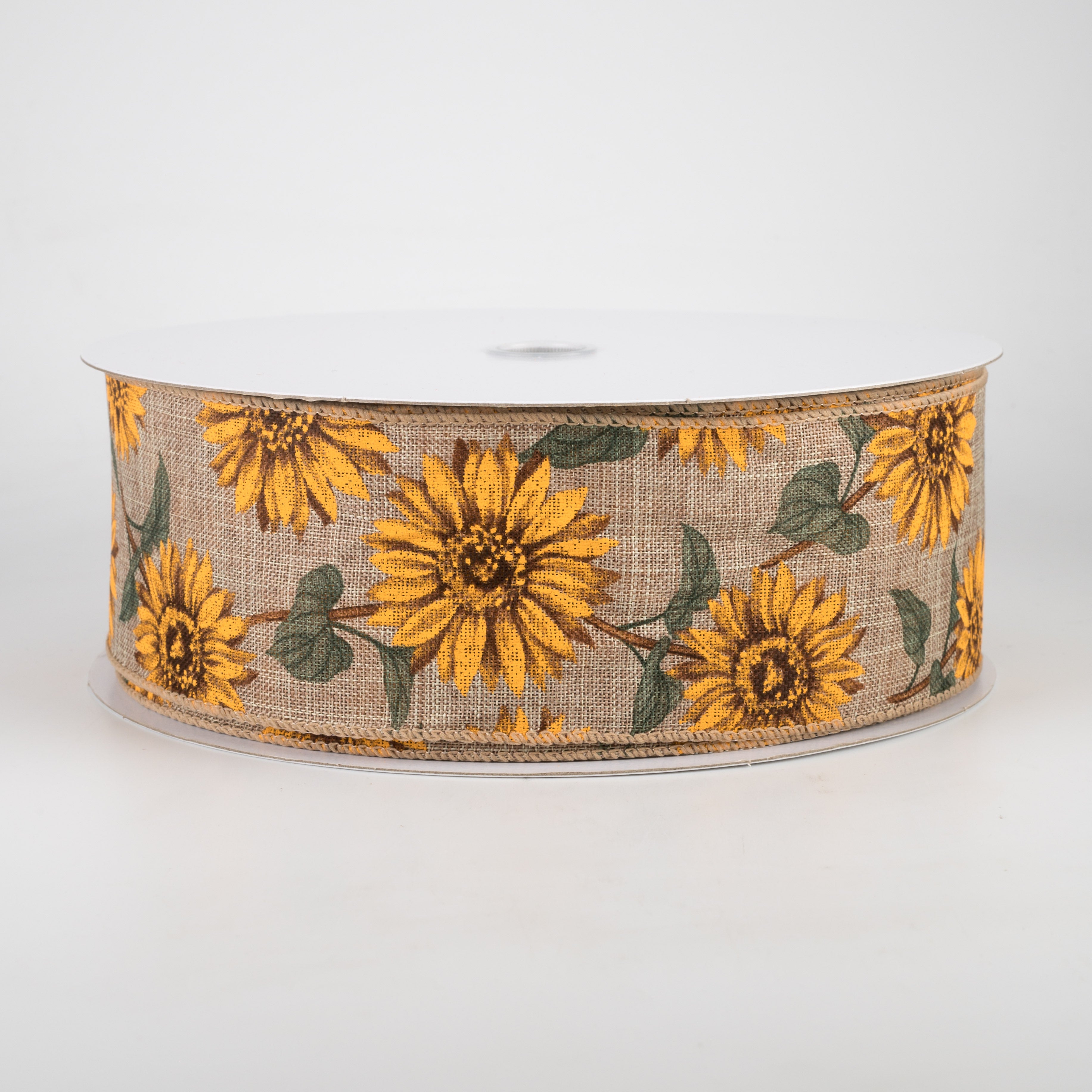 2.5" Linen Sunflower Ribbon: Natural (50 Yards) Item Number: 861-40-012