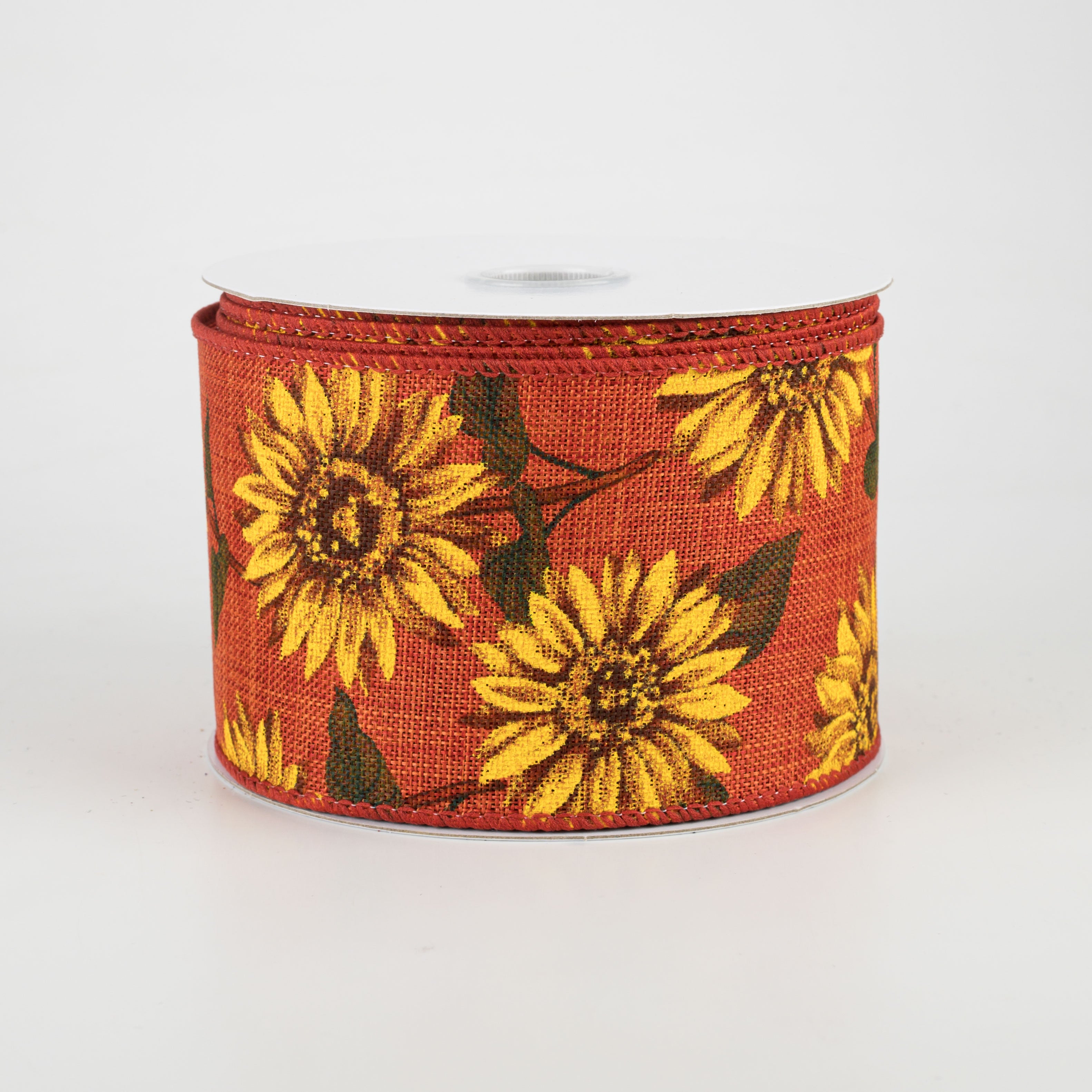 2.5" Linen Sunflower Ribbon: Rust (10 Yards)