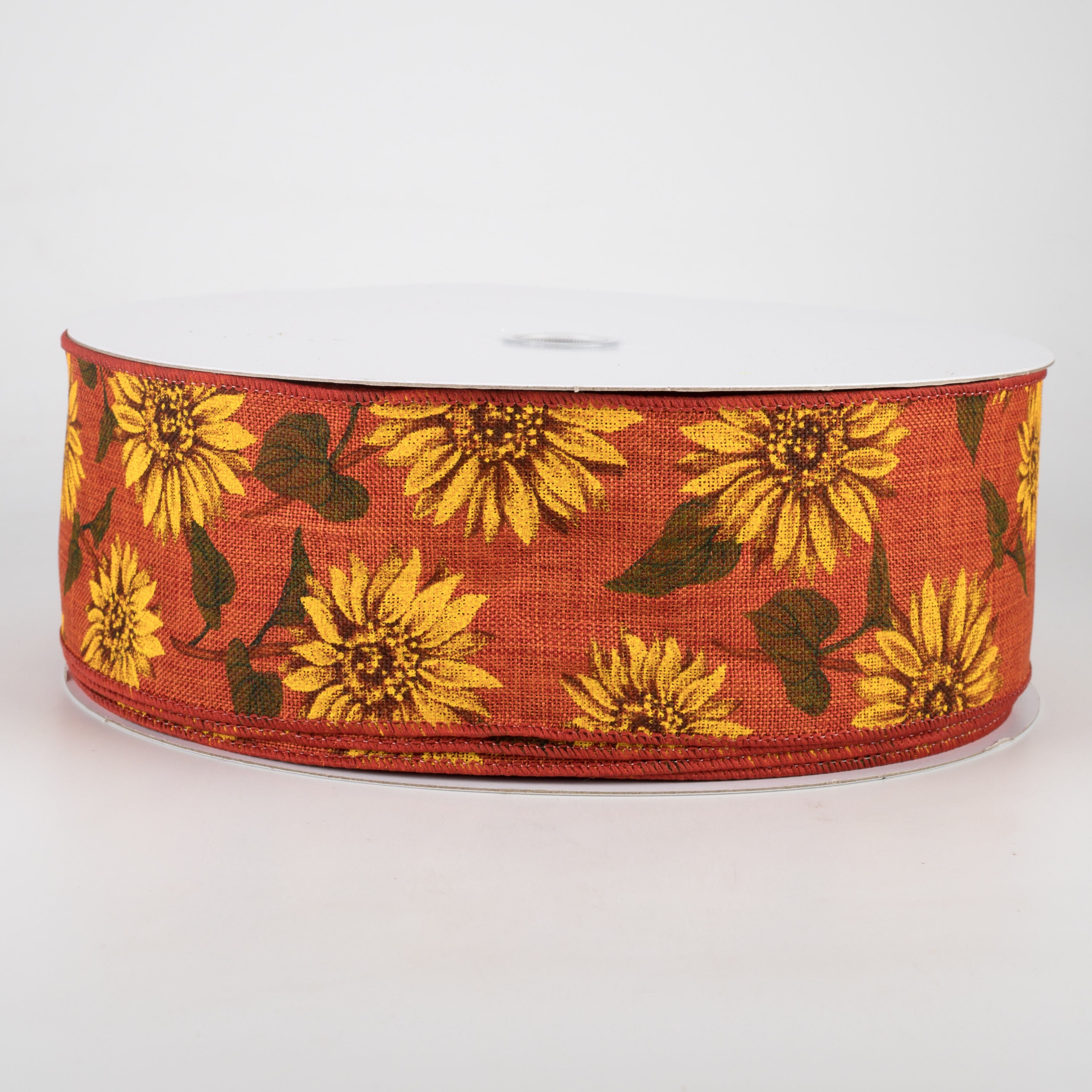2.5" Linen Sunflower Ribbon: Rust (50 Yards) Item Number: 861-40-049