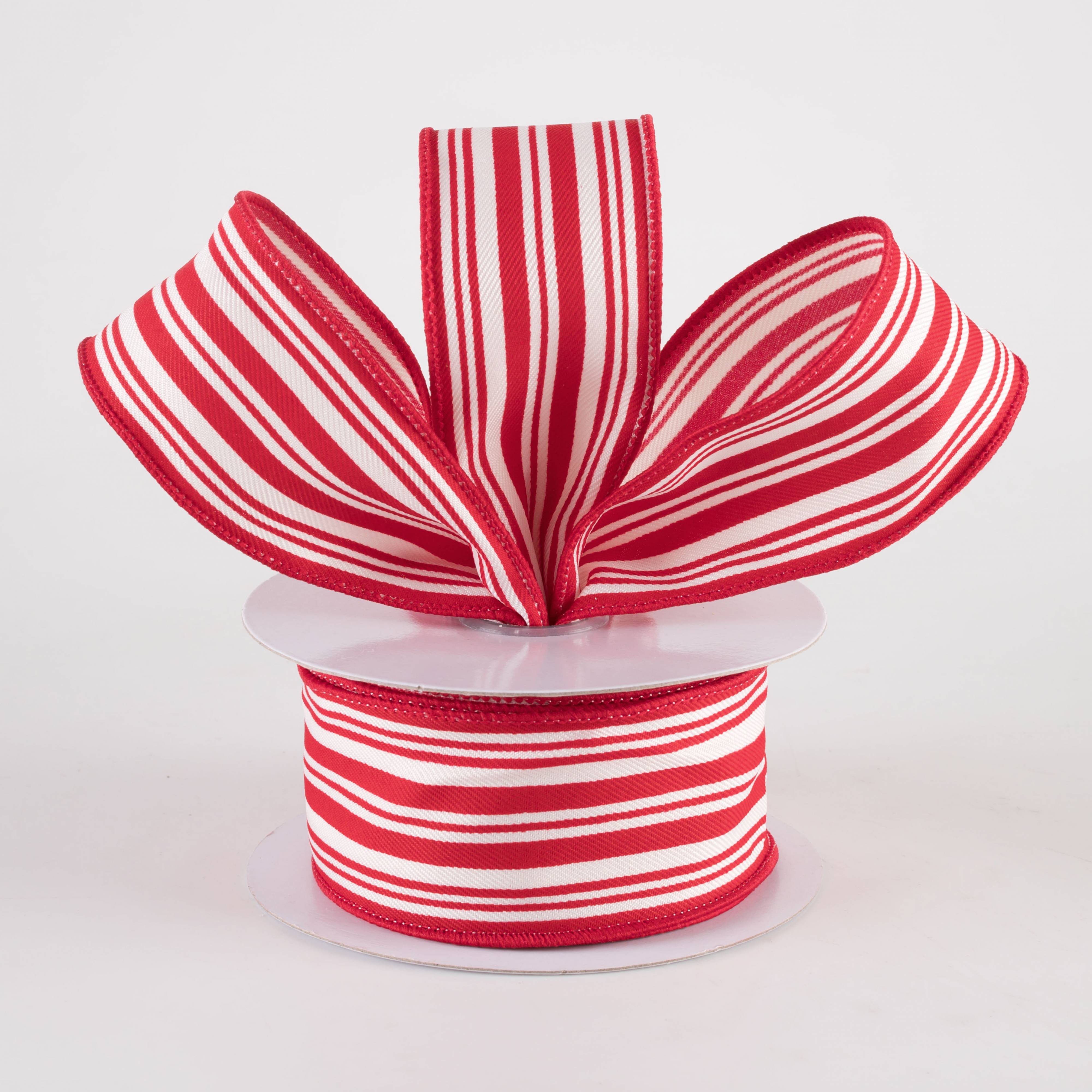 1.5" Linen Varied Vertical Stripes Ribbon: Red & Ivory (10 Yards) Lifestyle Photo