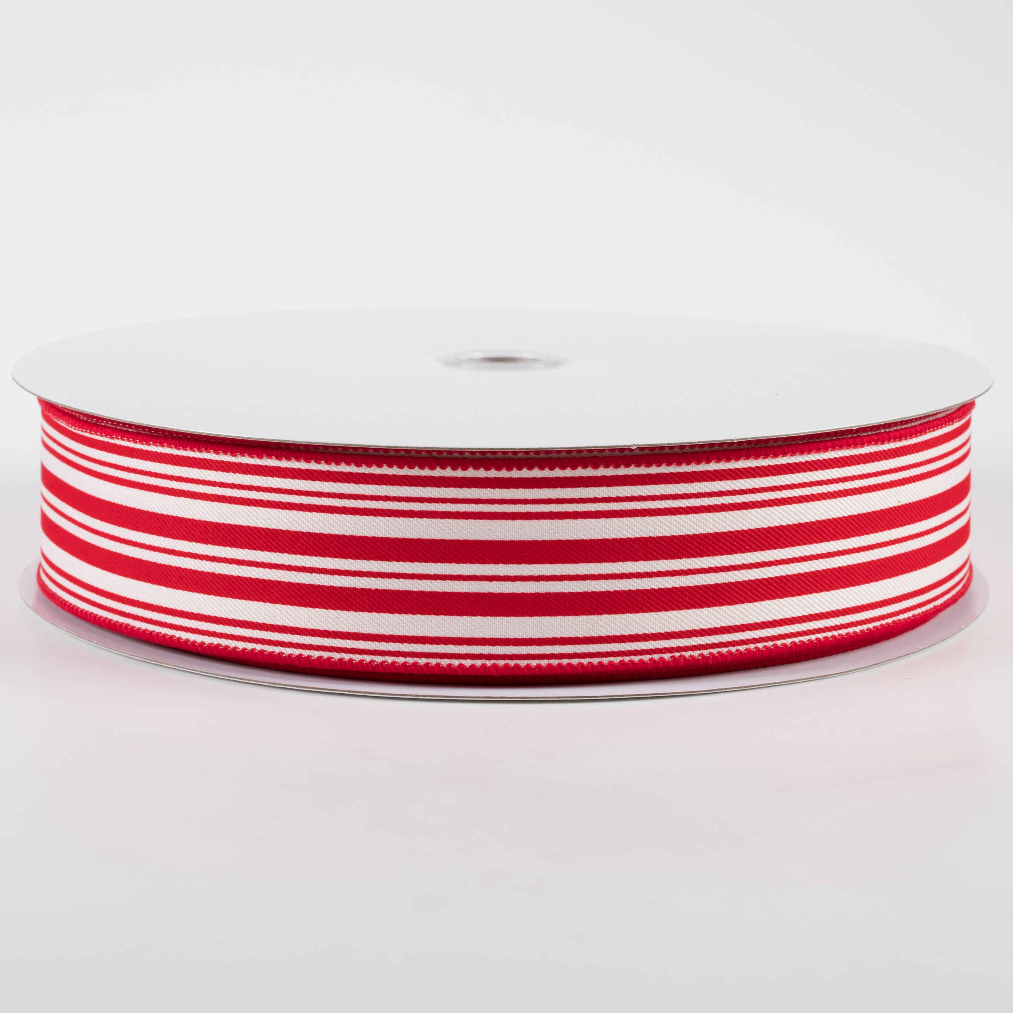 1.5" Linen Varied Vertical Stripes Ribbon: Red & Ivory (50 Yards)