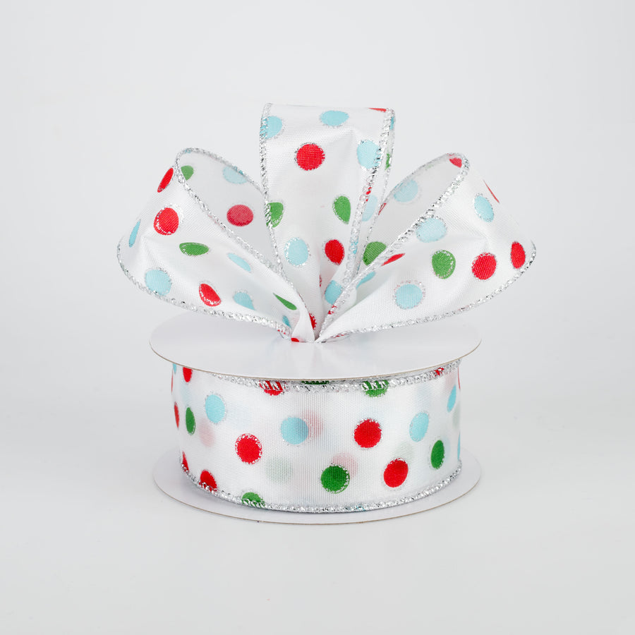 1.5" Little Dot Ribbon: Aqua, Red, Emerald (10 Yards) Lifestyle Photo