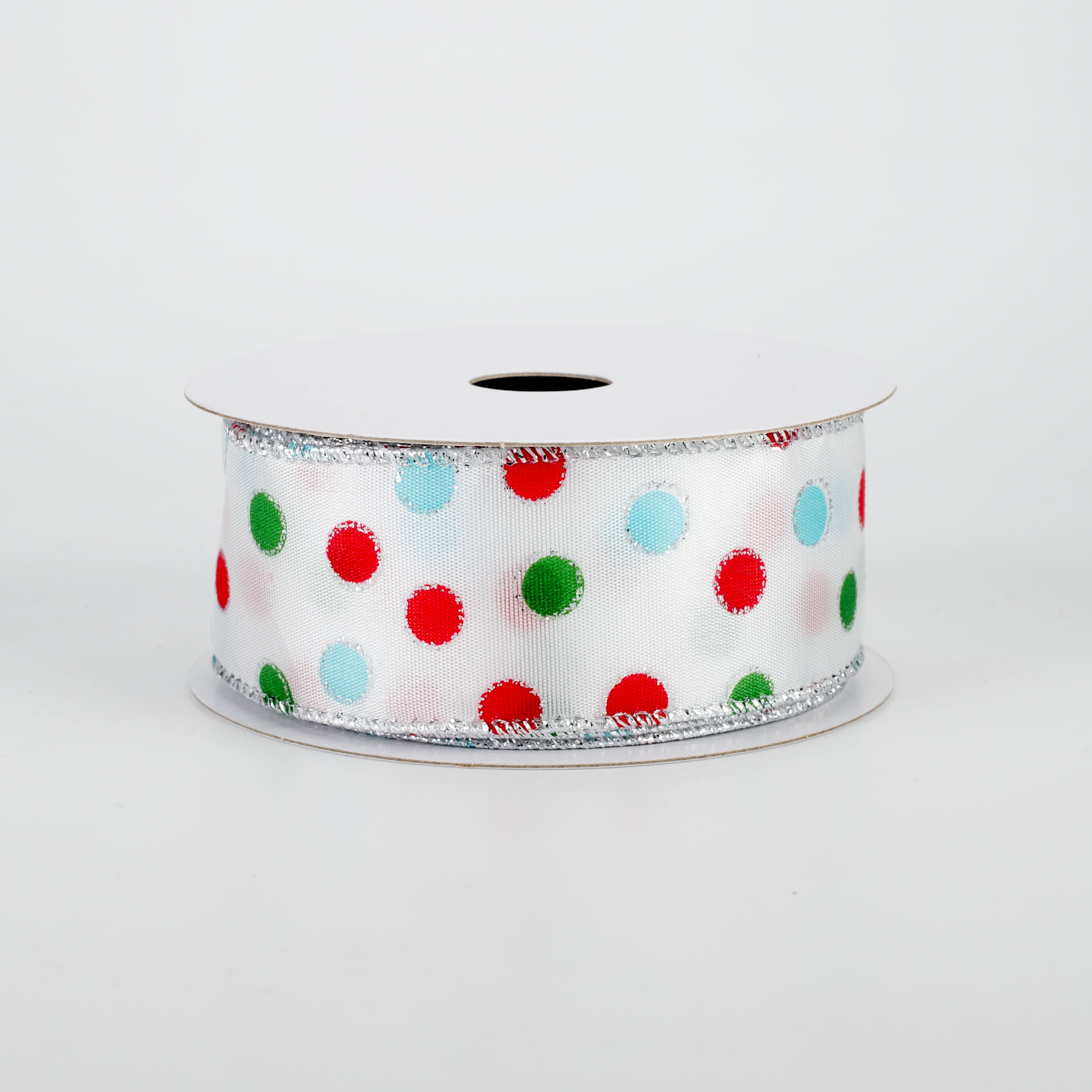 1.5" Little Dot Ribbon: Aqua, Red, Emerald (10 Yards)