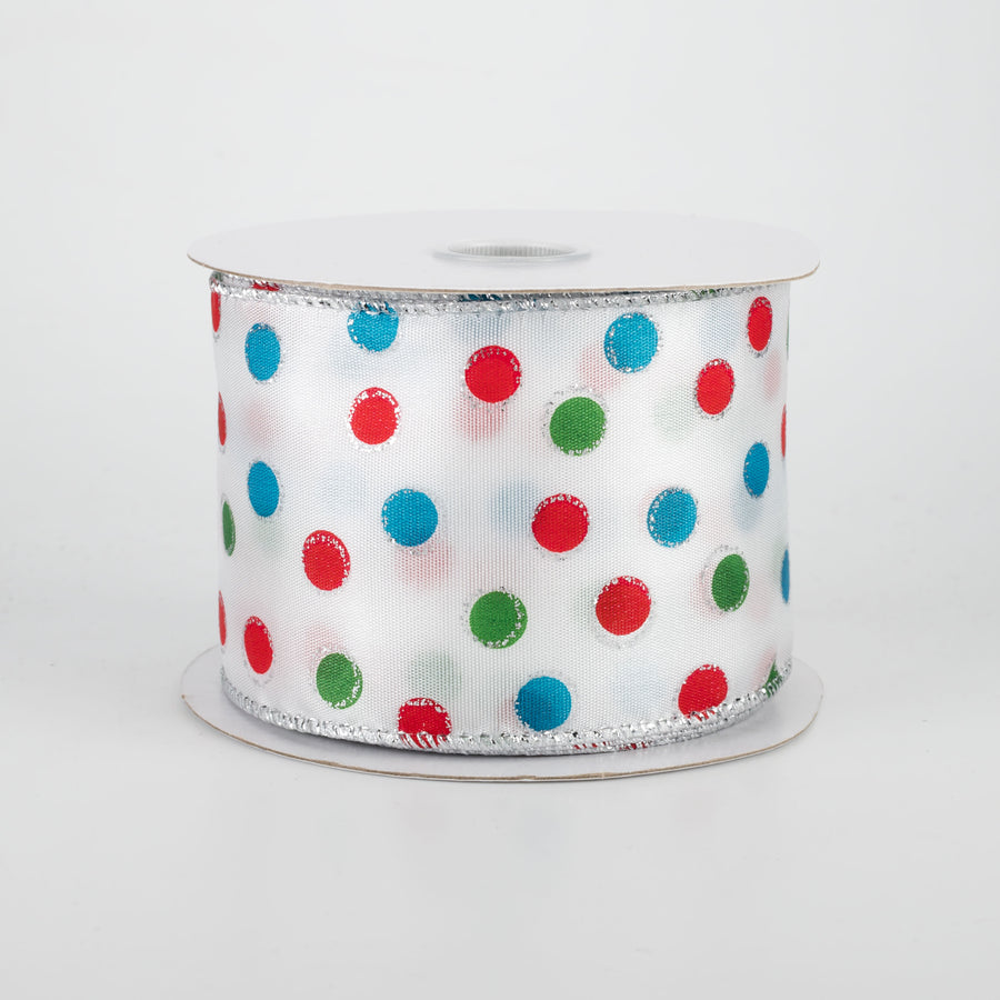 2.5" Little Dot Ribbon: Teal, Red, Emerald (10 Yards)
