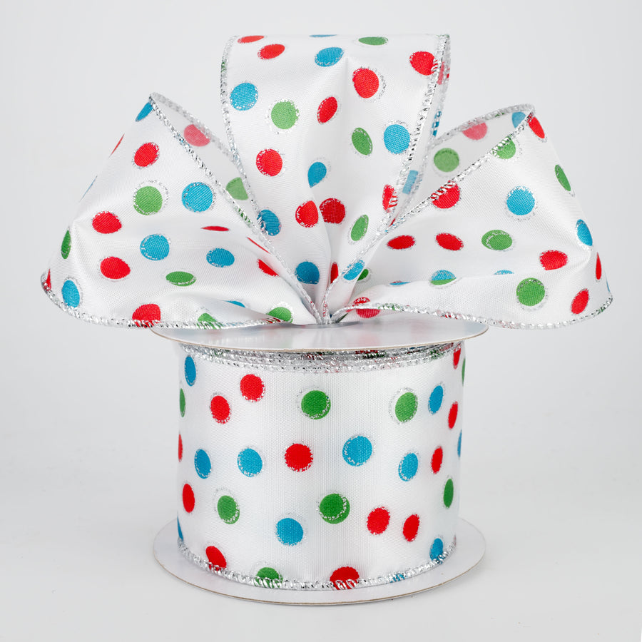 2.5" Little Dot Ribbon: Teal, Red, Emerald (10 Yards) Lifestyle Photo
