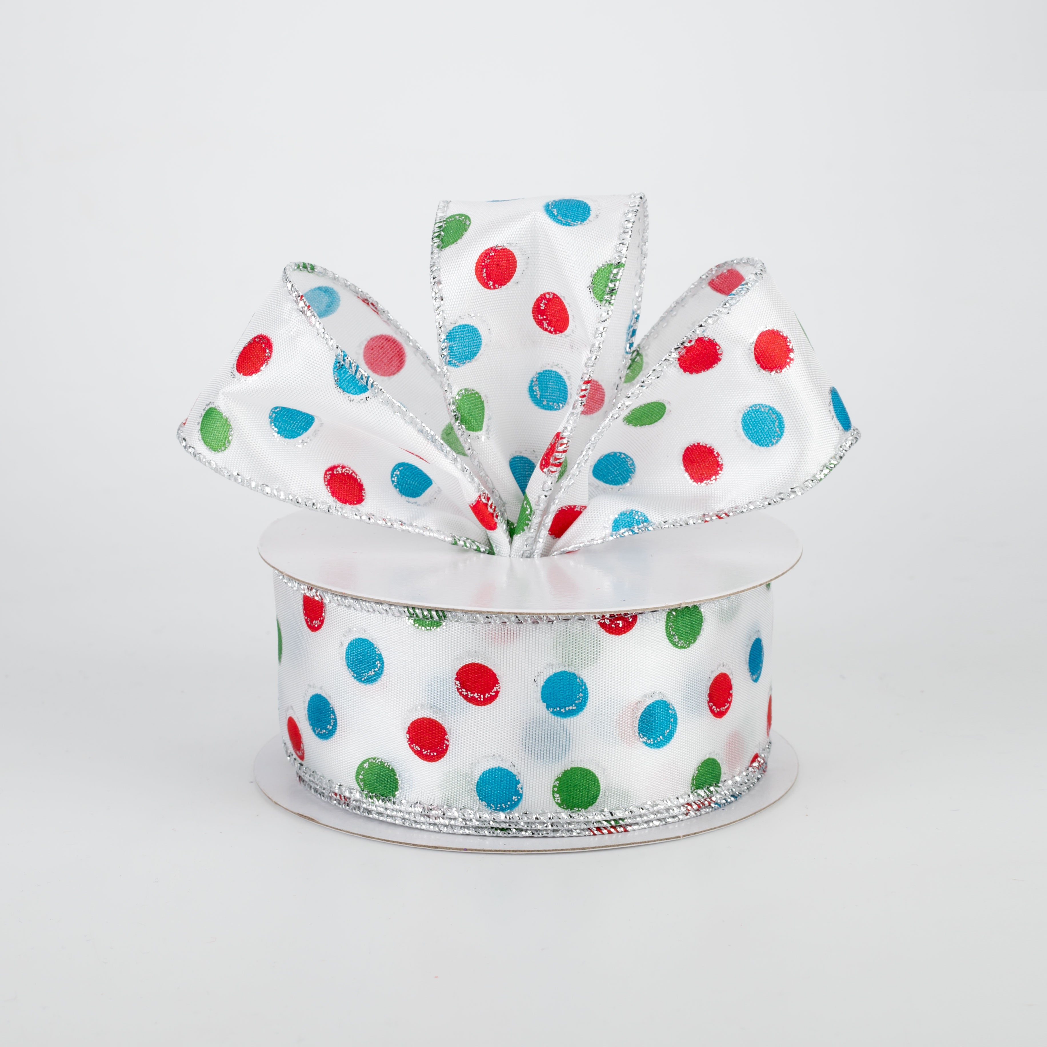 1.5" Little Dot Ribbon: Teal, Red, Emerald (10 Yards) Lifestyle Photo