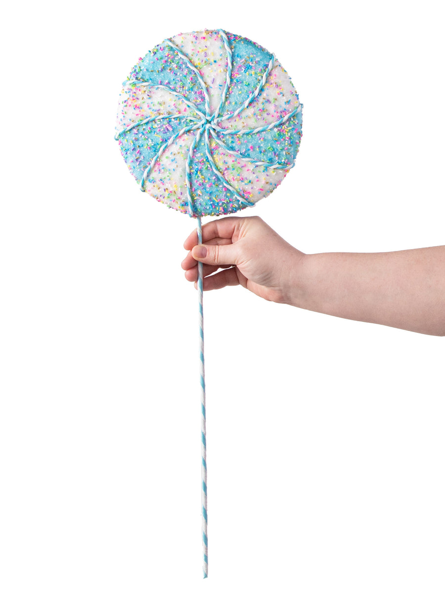 24" Lollipop Glitter Pick: Blue & White detail photo 3