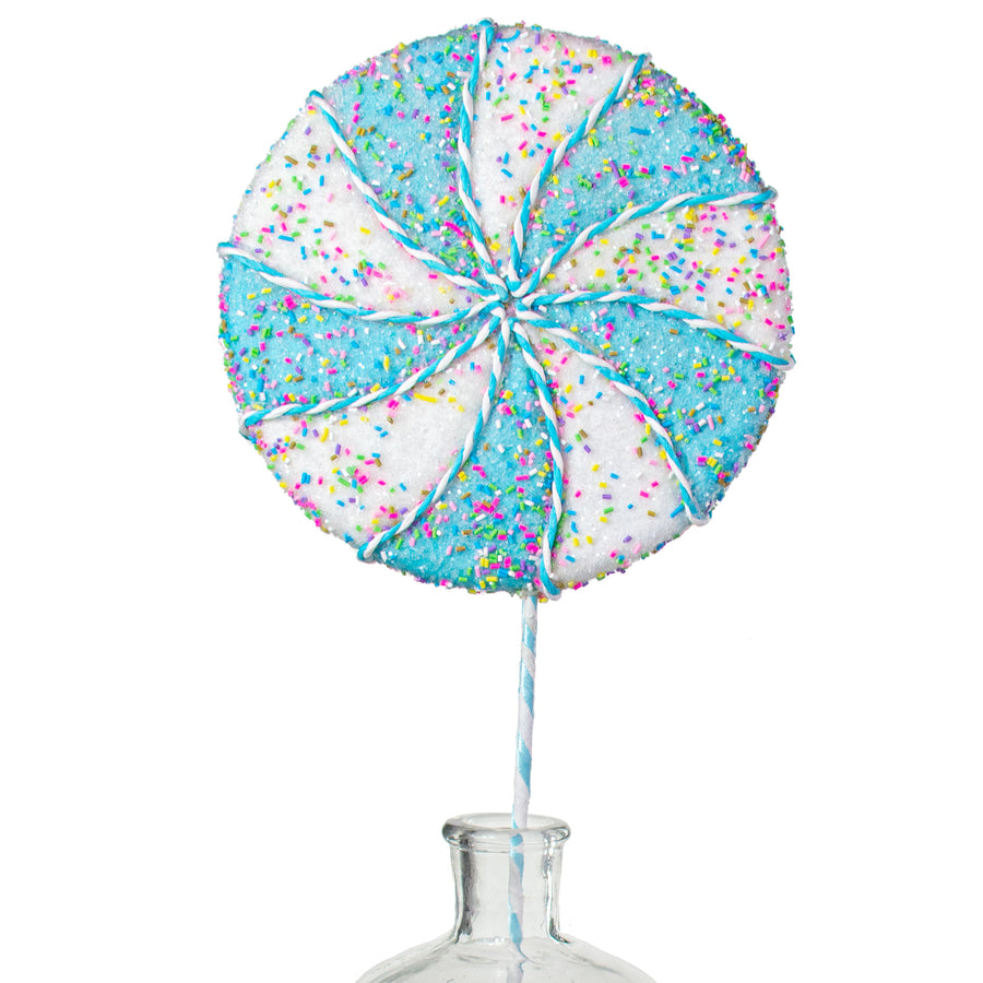24" Lollipop Glitter Pick: Blue & White Item Number: 63074BLWT