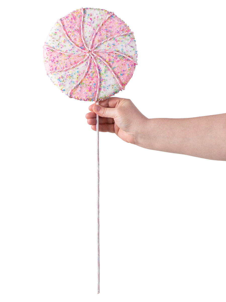 24" Lollipop Glitter Pick: Pink & White detail photo 3