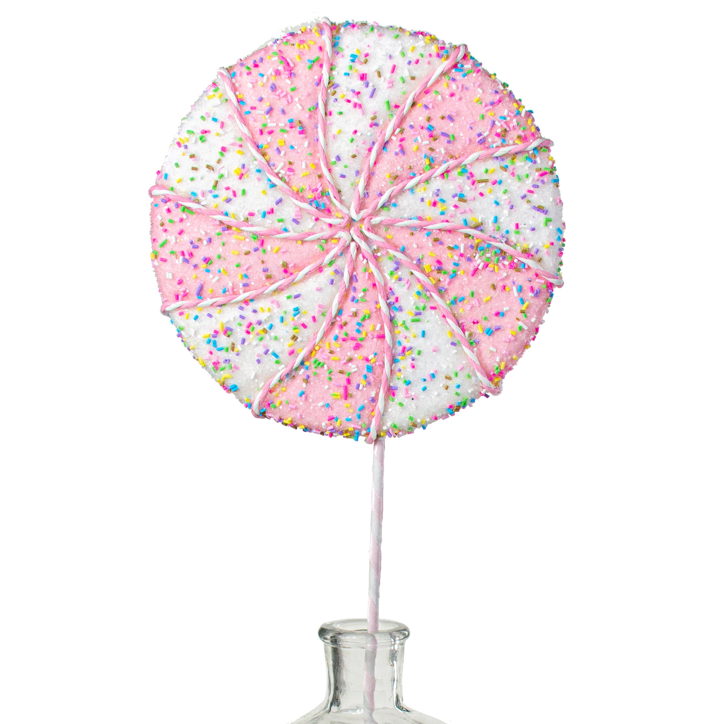24" Lollipop Glitter Pick: Pink & White Item Number: 63074PKWT