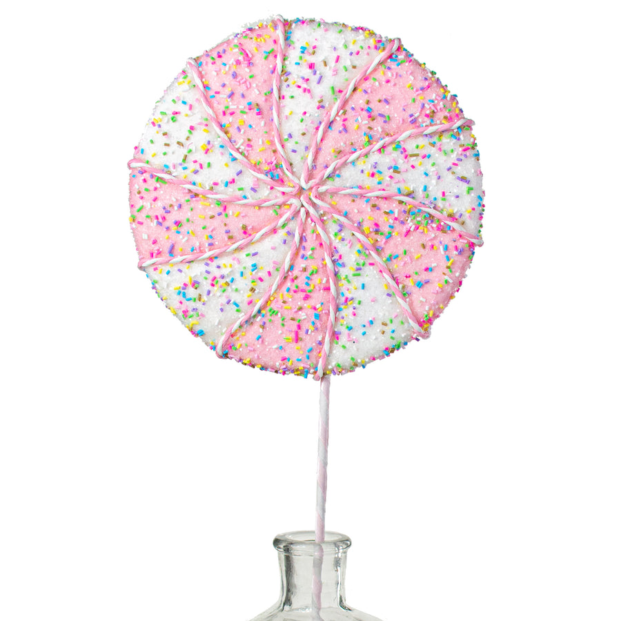 24" Lollipop Glitter Pick: Pink & White Item Number: 63074PKWT