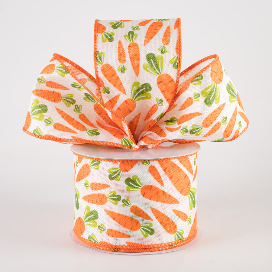 2.5" Lots of Carrots Linen Ribbon: Ivory (10 Yards) Lifestyle Photo