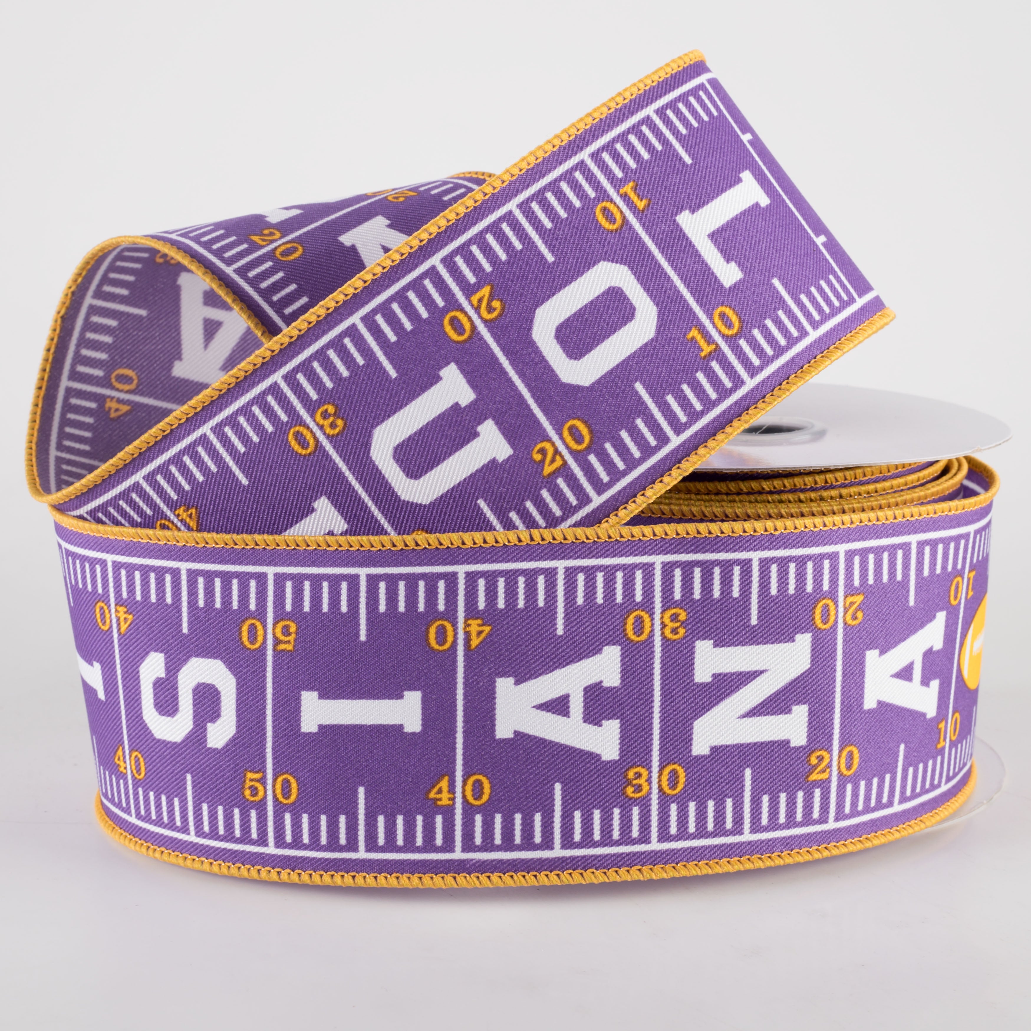 2.5" Louisiana Football Field Ribbon: Purple & Gold (10 Yards) Lifestyle Photo