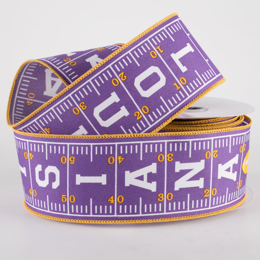 2.5" Louisiana Football Field Ribbon: Purple & Gold (10 Yards) Lifestyle Photo
