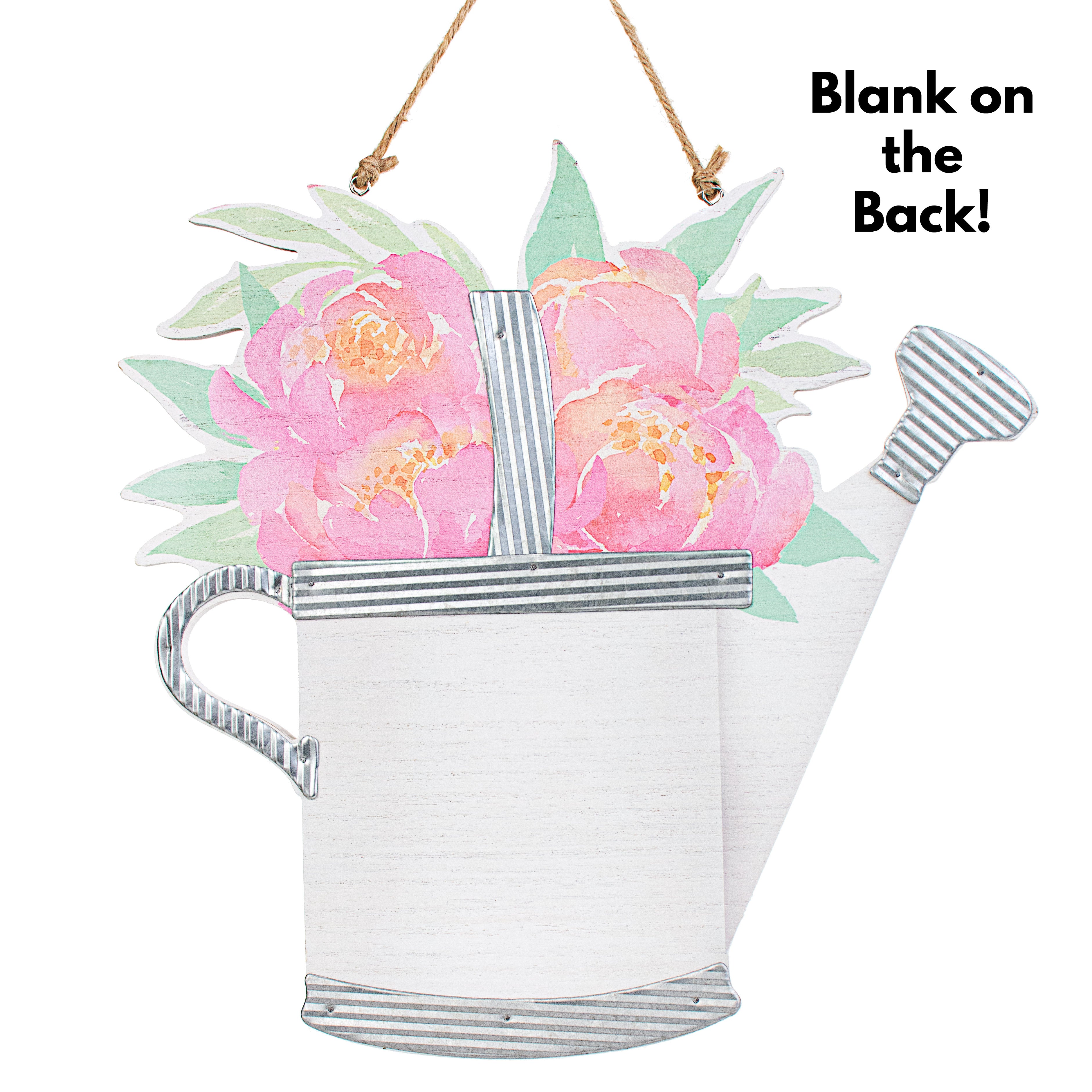 14" Love Blooms Watering Can Reversible Wall Hanging detail photo 3