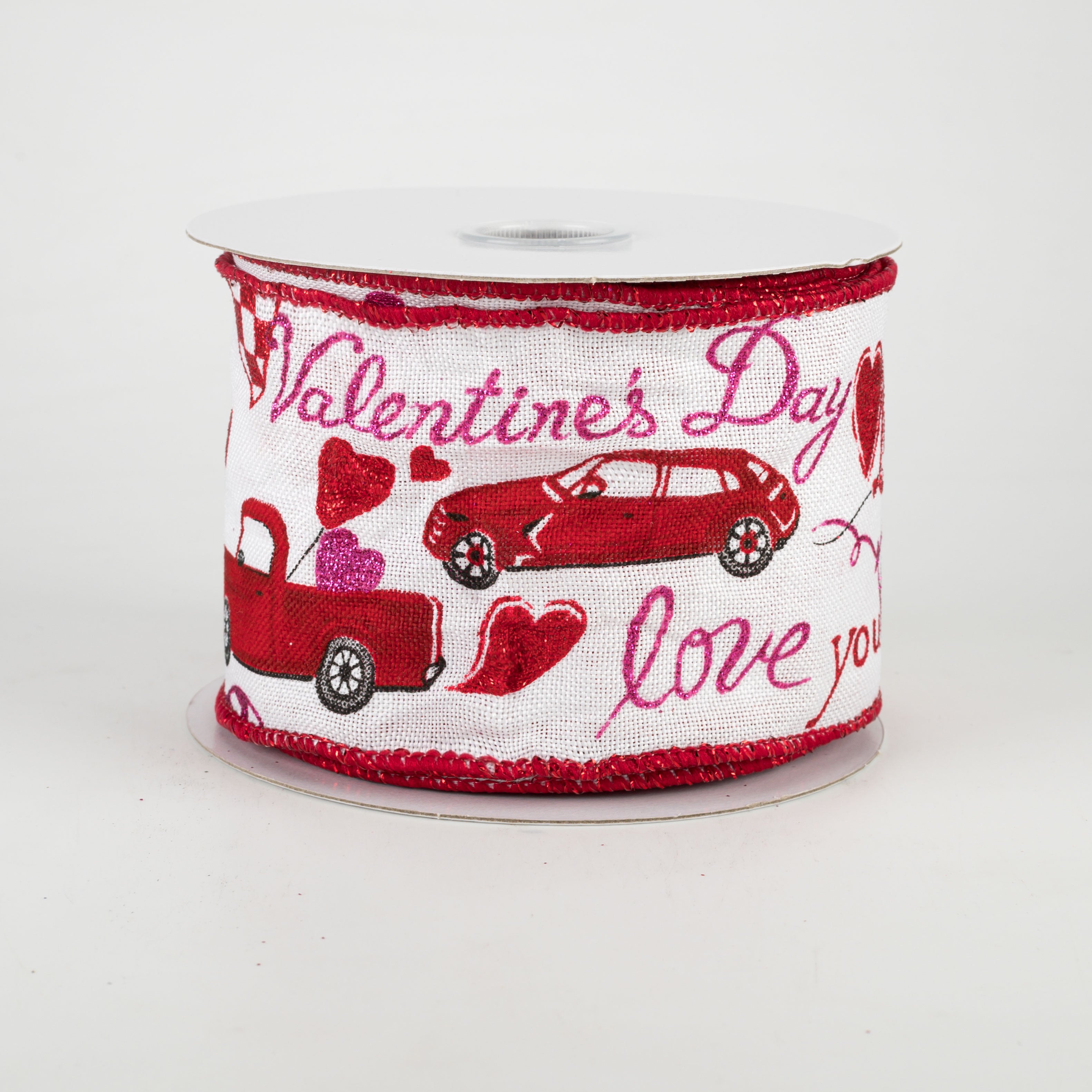 2.5" Love And Cars Valentine's Day Ribbon (10 Yards) Item Number: 11022-40-12