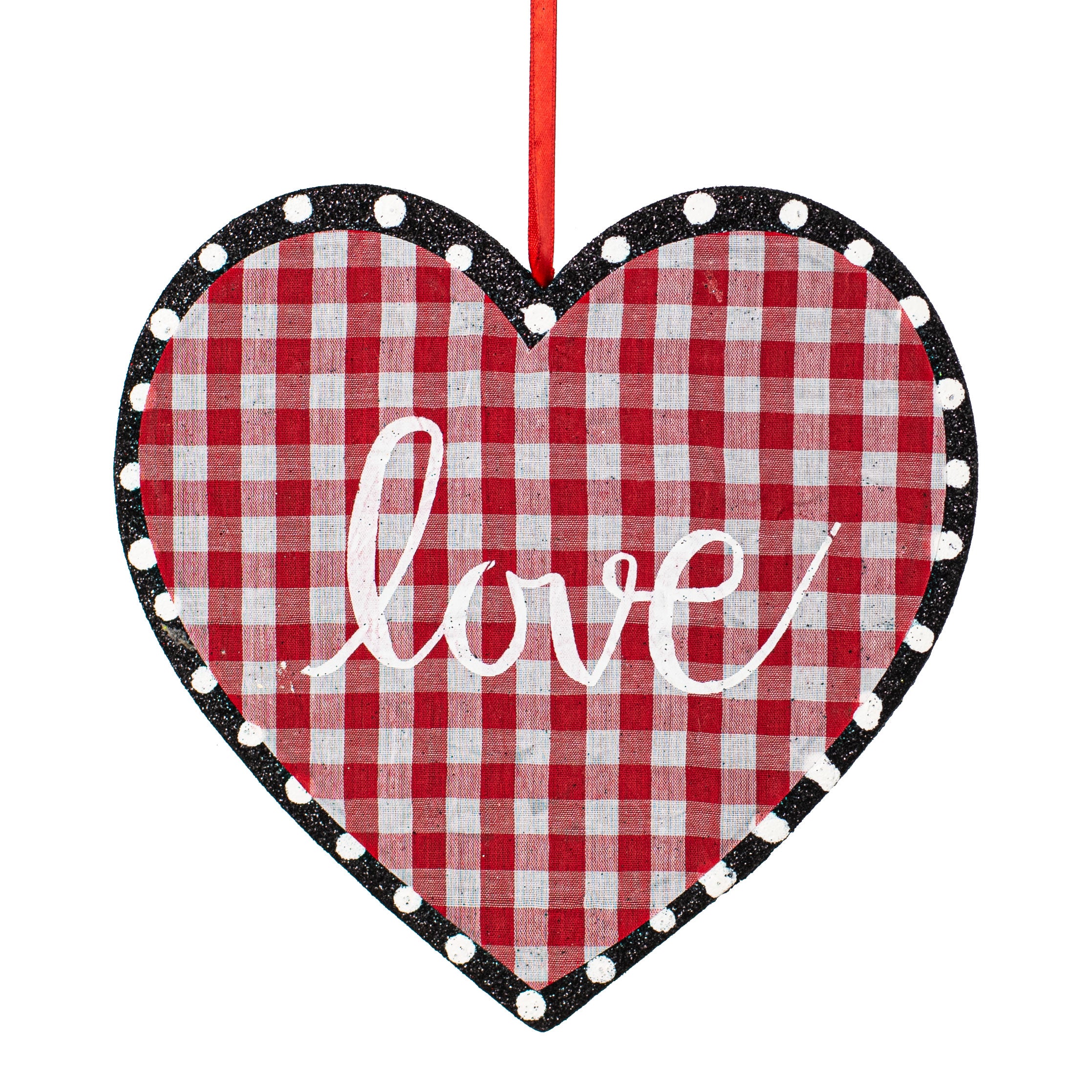 8" Love Check Heart Ornament Item Number: 62580RDBK