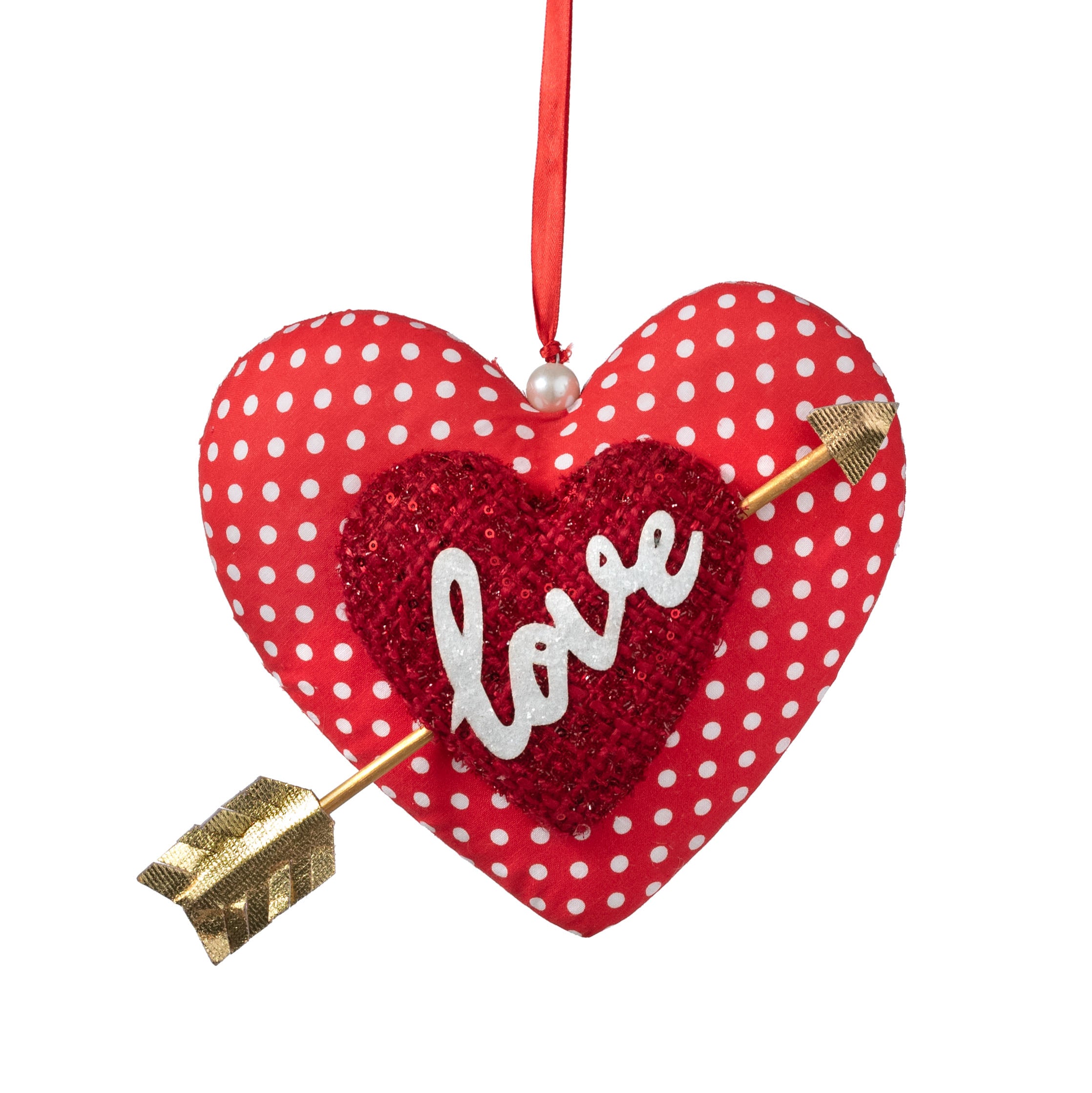 9" Love Hearts Cupid Arrow Ornament Item Number: 63558RDWT