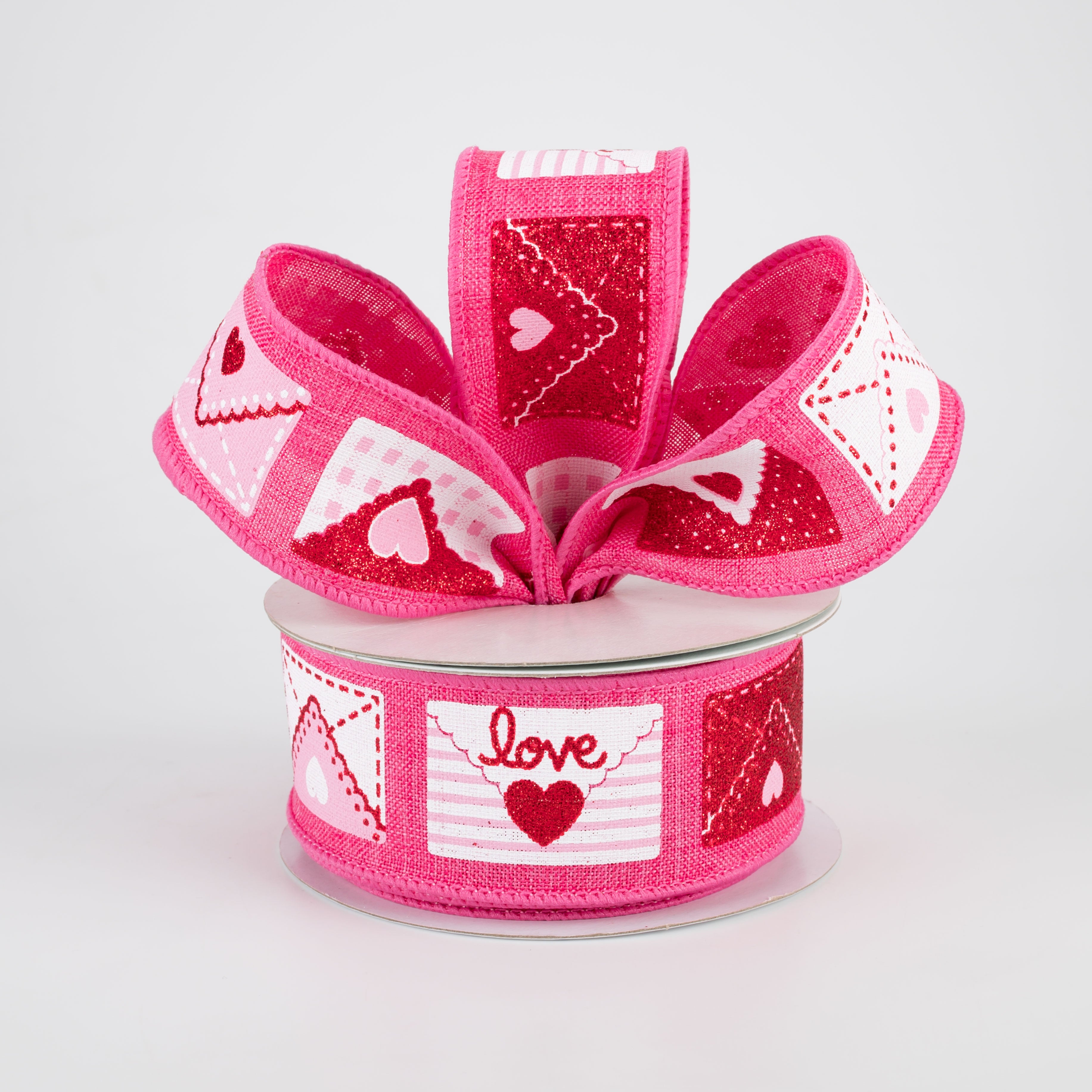 1.5" Love Letters Ribbon: Hot Pink (10 Yards) Lifestyle Photo
