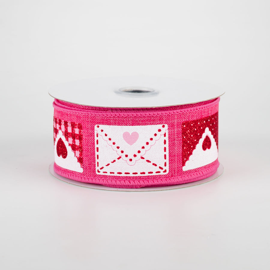 1.5" Love Letters Ribbon: Hot Pink (10 Yards)