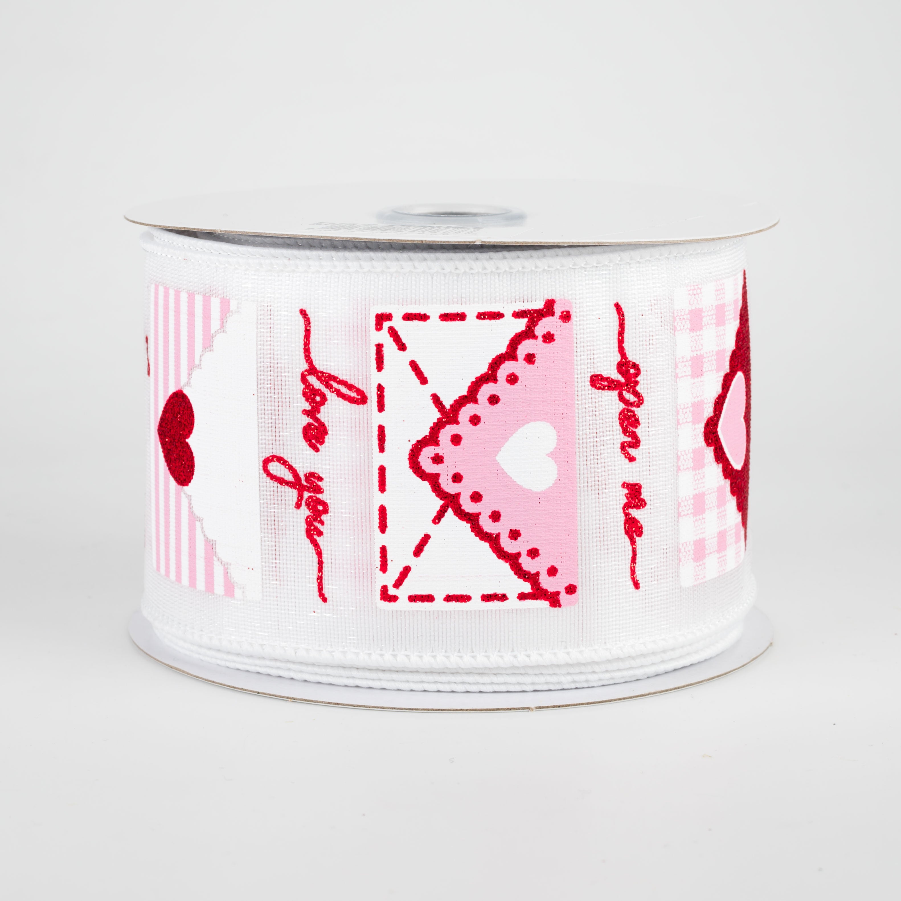 2.5" Love Letters Ribbon: White (10 Yards)