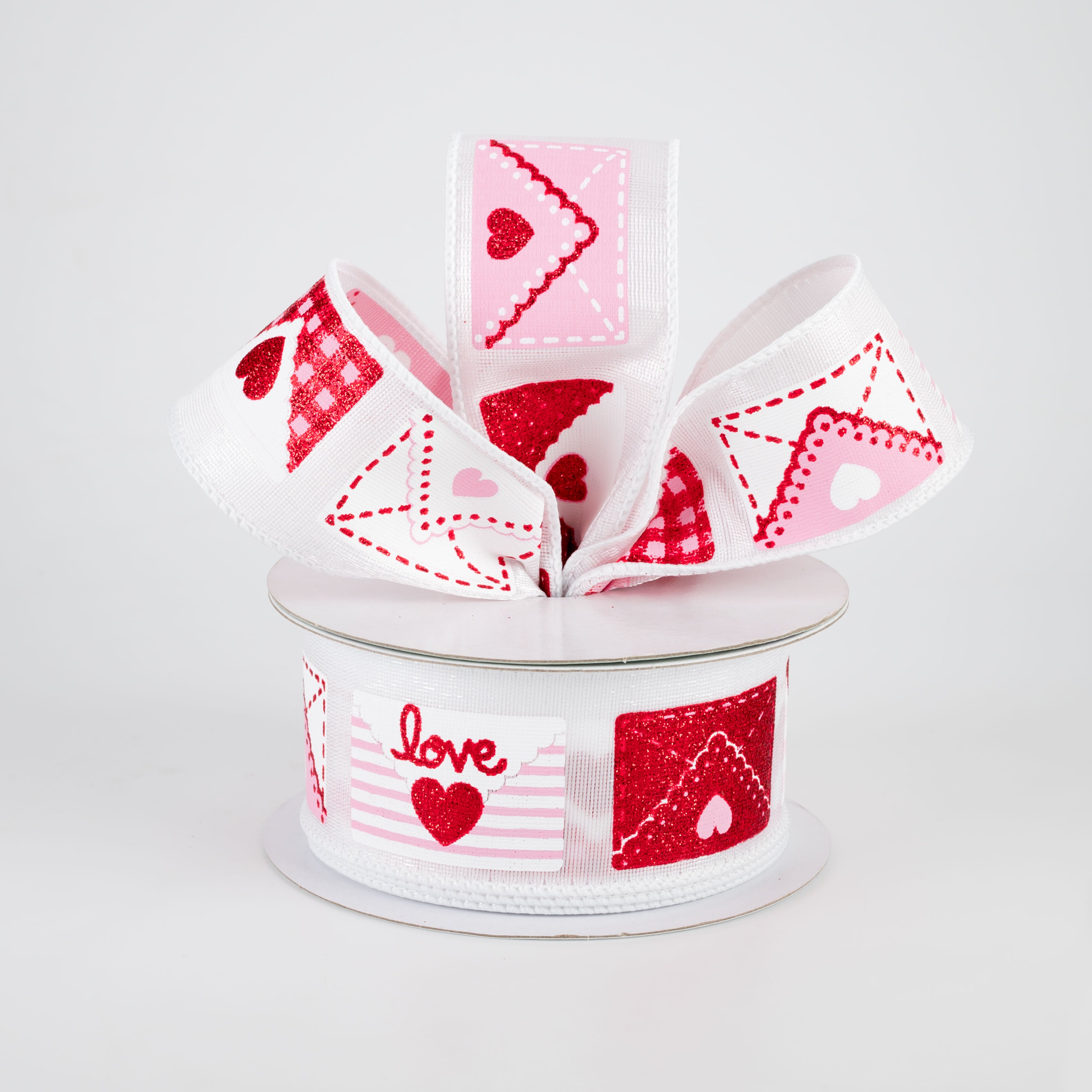 1.5" Love Letters Ribbon: White (10 Yards) Lifestyle Photo