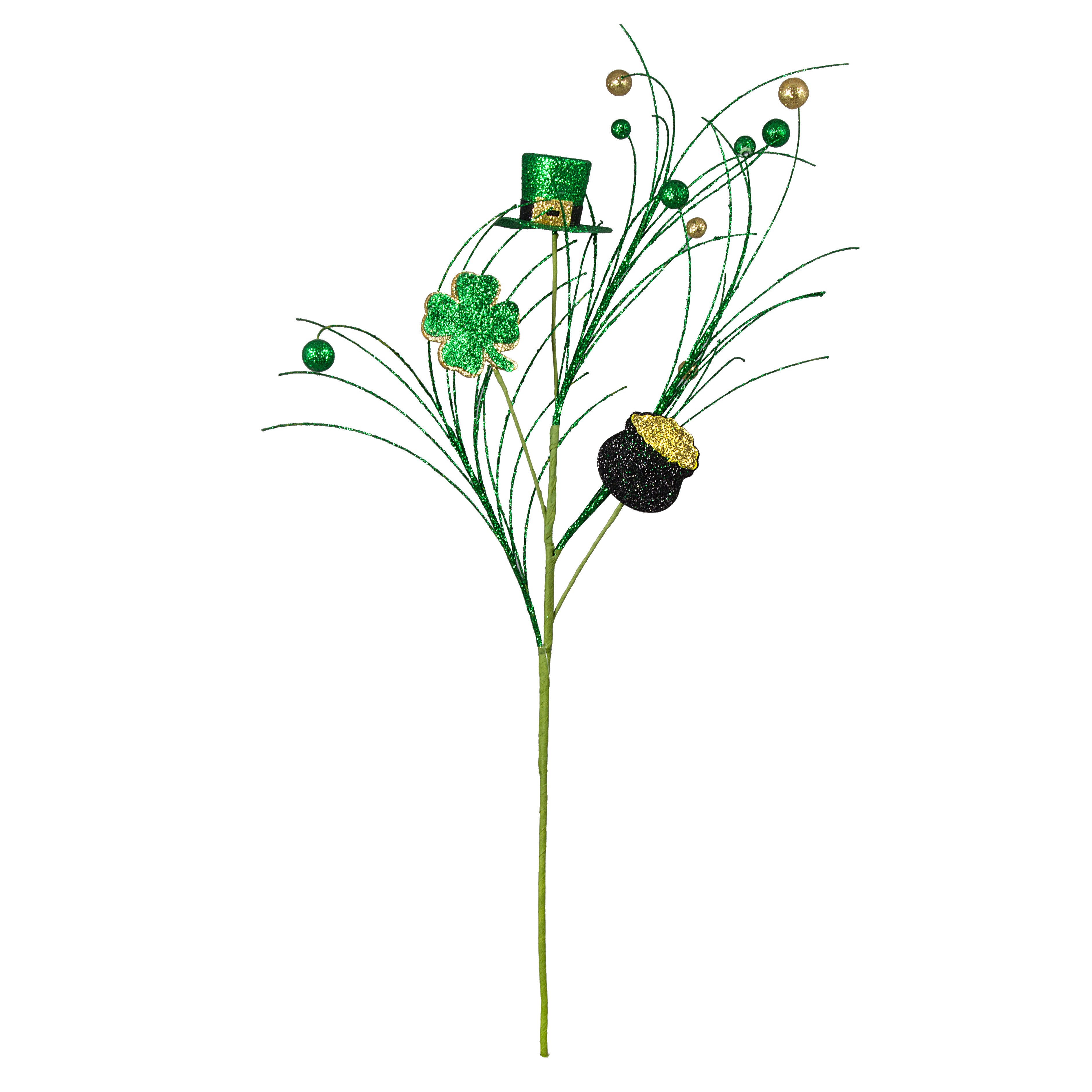 28" Lucky Charms St. Patrick's Day Twigs & Ball Spray: Green Item Number: HP1044