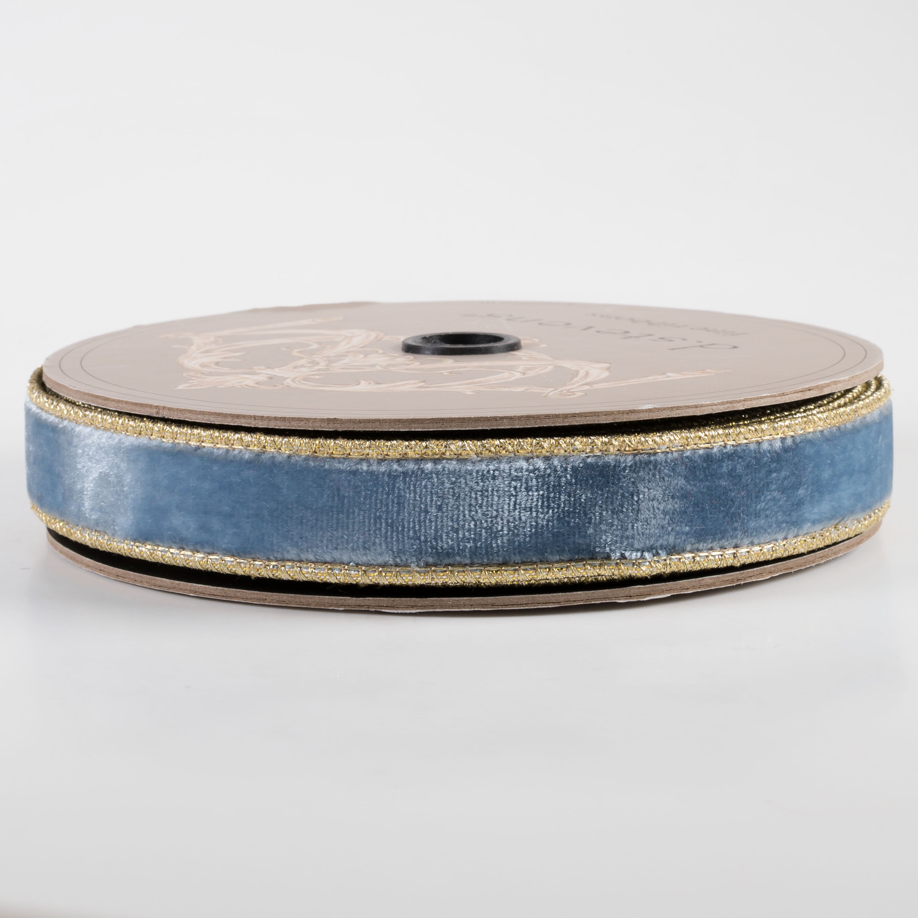 [D Stevens] 1" Lush Velvet Light Gold Back Ribbon: Dusty Blue (10 Yards) Item Number: 07-2726