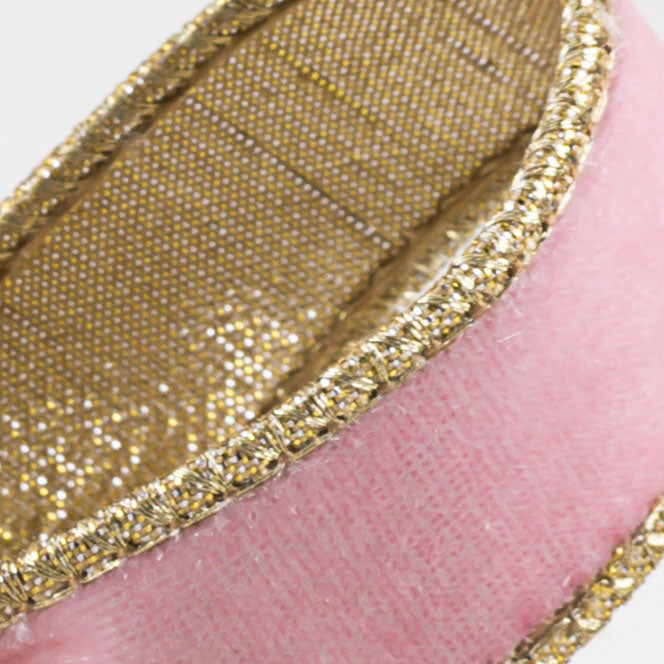[D Stevens] 1" Lush Velvet Light Gold Back Ribbon: Strawberry Pink (10 Yards) detail photo 3