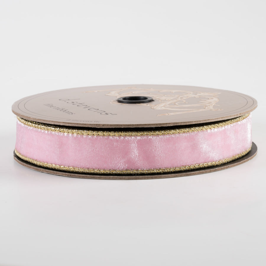 [D Stevens] 1" Lush Velvet Light Gold Back Ribbon: Strawberry Pink (10 Yards) Item Number: 05-0596