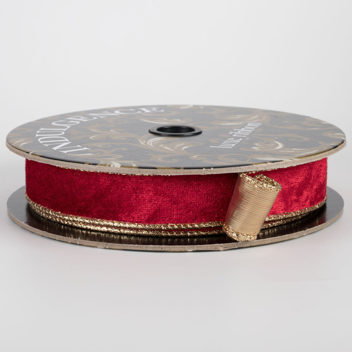 1" Lush Velvet Metallic Backed Ribbon: Red & Gold (10 Yards) Item Number: D73648-10-12