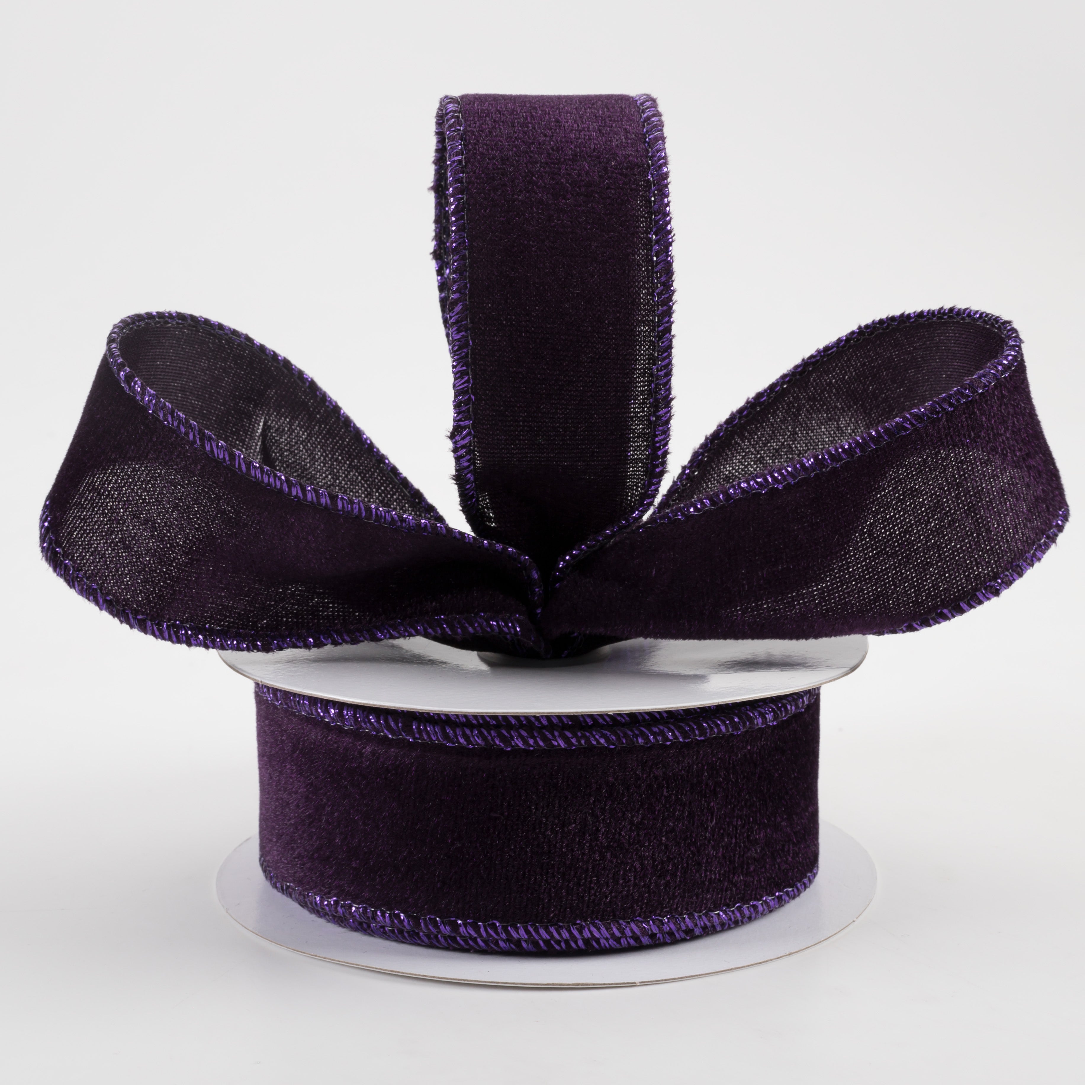 1.5" Lush Velvet Metallic Edge Ribbon: Purple (10 Yards) Lifestyle Photo