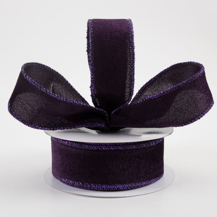 1.5" Lush Velvet Metallic Edge Ribbon: Purple (10 Yards) Lifestyle Photo