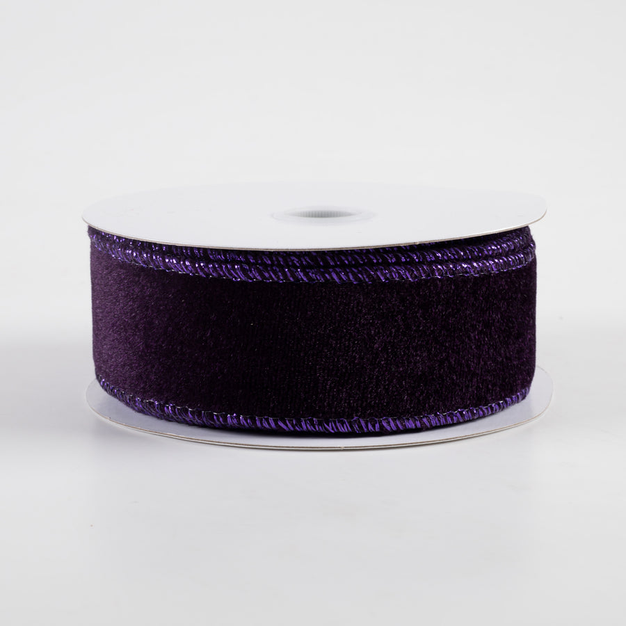 1.5" Lush Velvet Metallic Edge Ribbon: Purple (10 Yards)