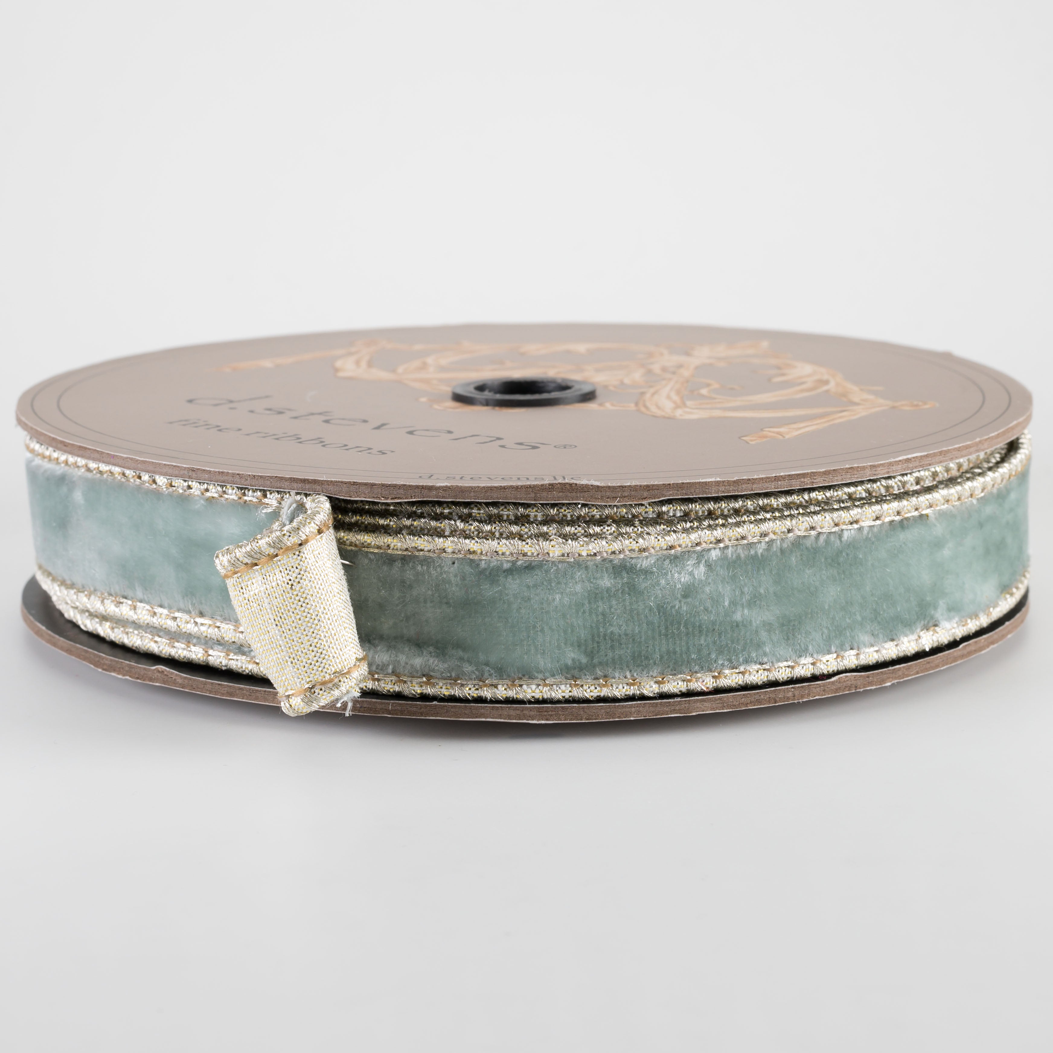 [D Stevens] 1" Lush Velvet Platinum Back Ribbon: Dusty Jade (10 Yards) Item Number: 07-2735