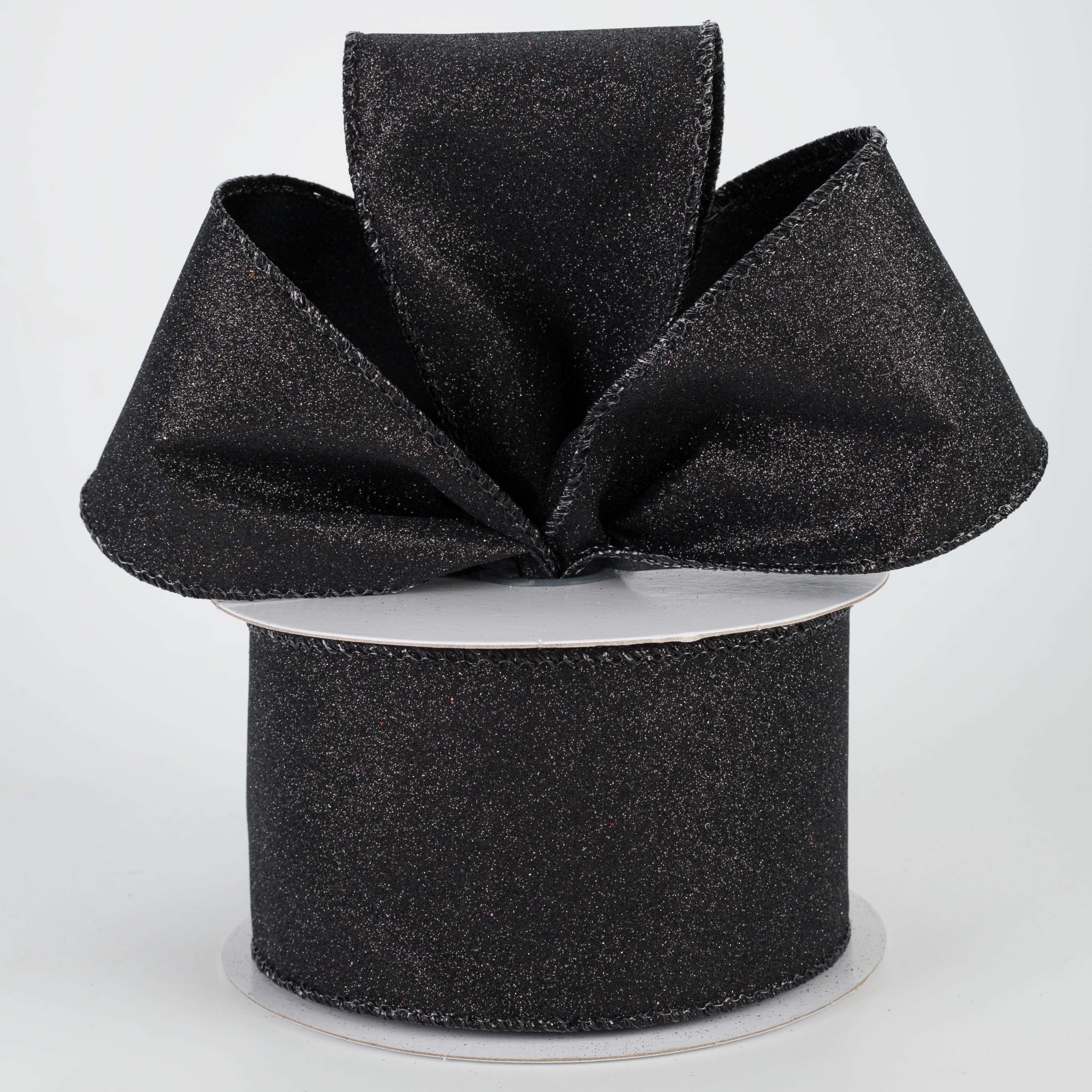 2.5" Lustrous All Flat Glitter Ribbon: Black (10 Yards) Lifestyle Photo