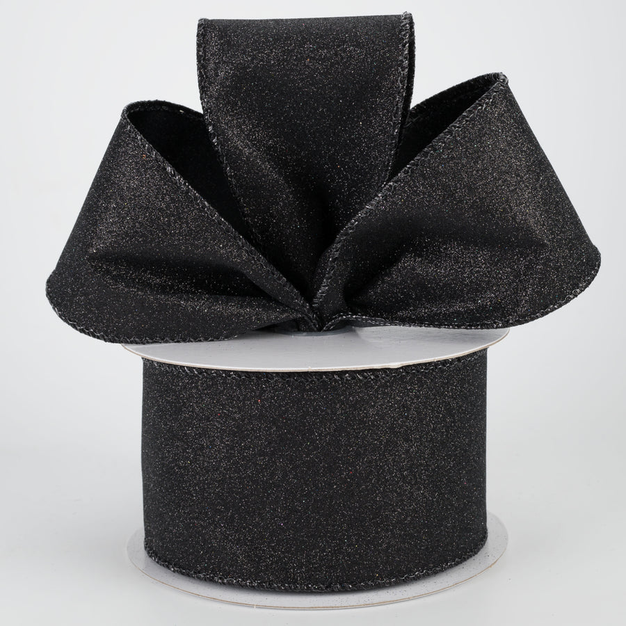 2.5" Lustrous All Flat Glitter Ribbon: Black (10 Yards) Lifestyle Photo