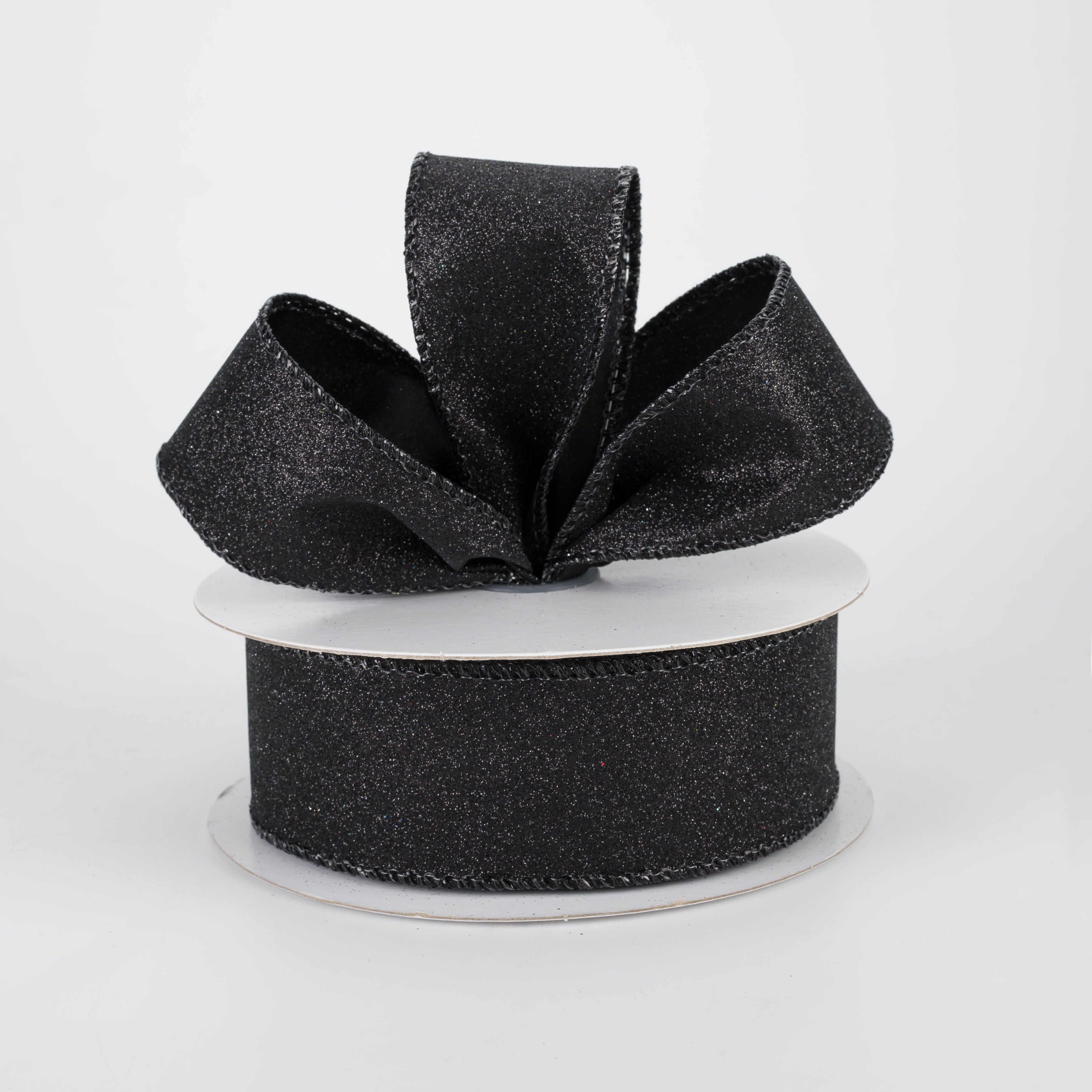 1.5" Lustrous All Flat Glitter Ribbon: Black (10 Yards) Lifestyle Photo