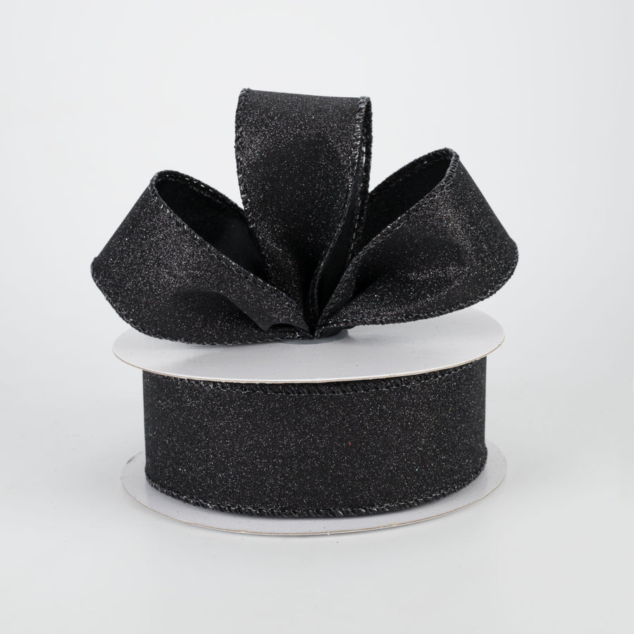 1.5" Lustrous All Flat Glitter Ribbon: Black (10 Yards) Lifestyle Photo
