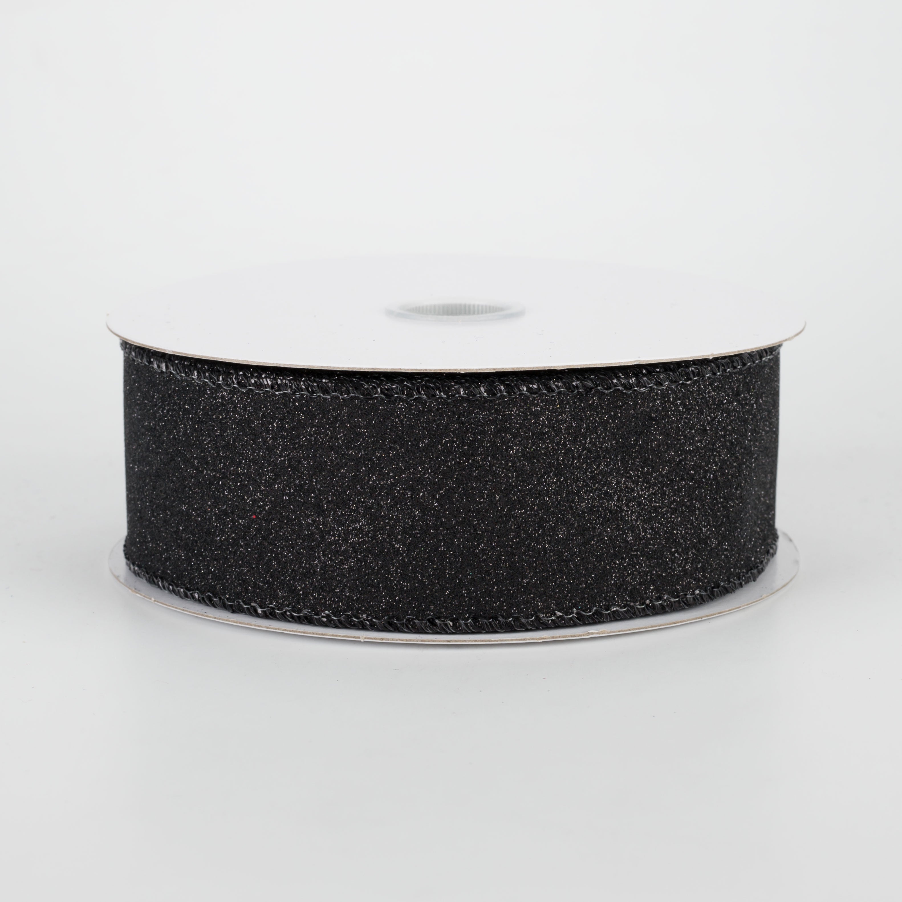 1.5" Lustrous All Flat Glitter Ribbon: Black (10 Yards)