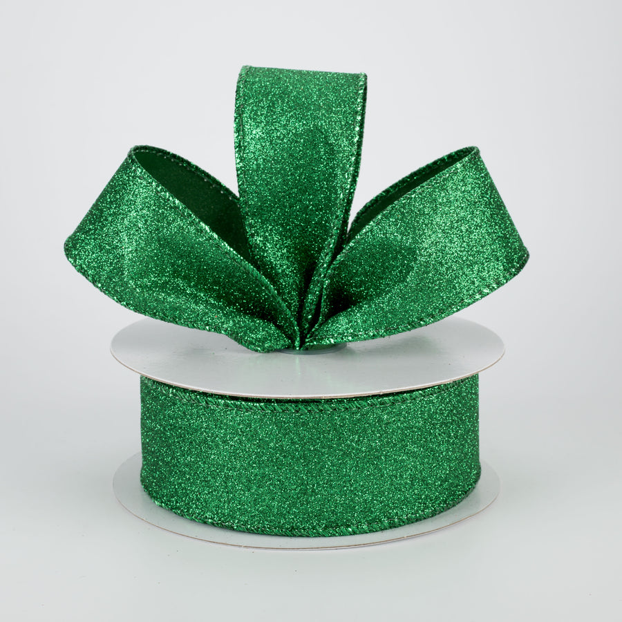 1.5" Lustrous All Flat Glitter Ribbon: Emerald Green (10 Yards) Lifestyle Photo