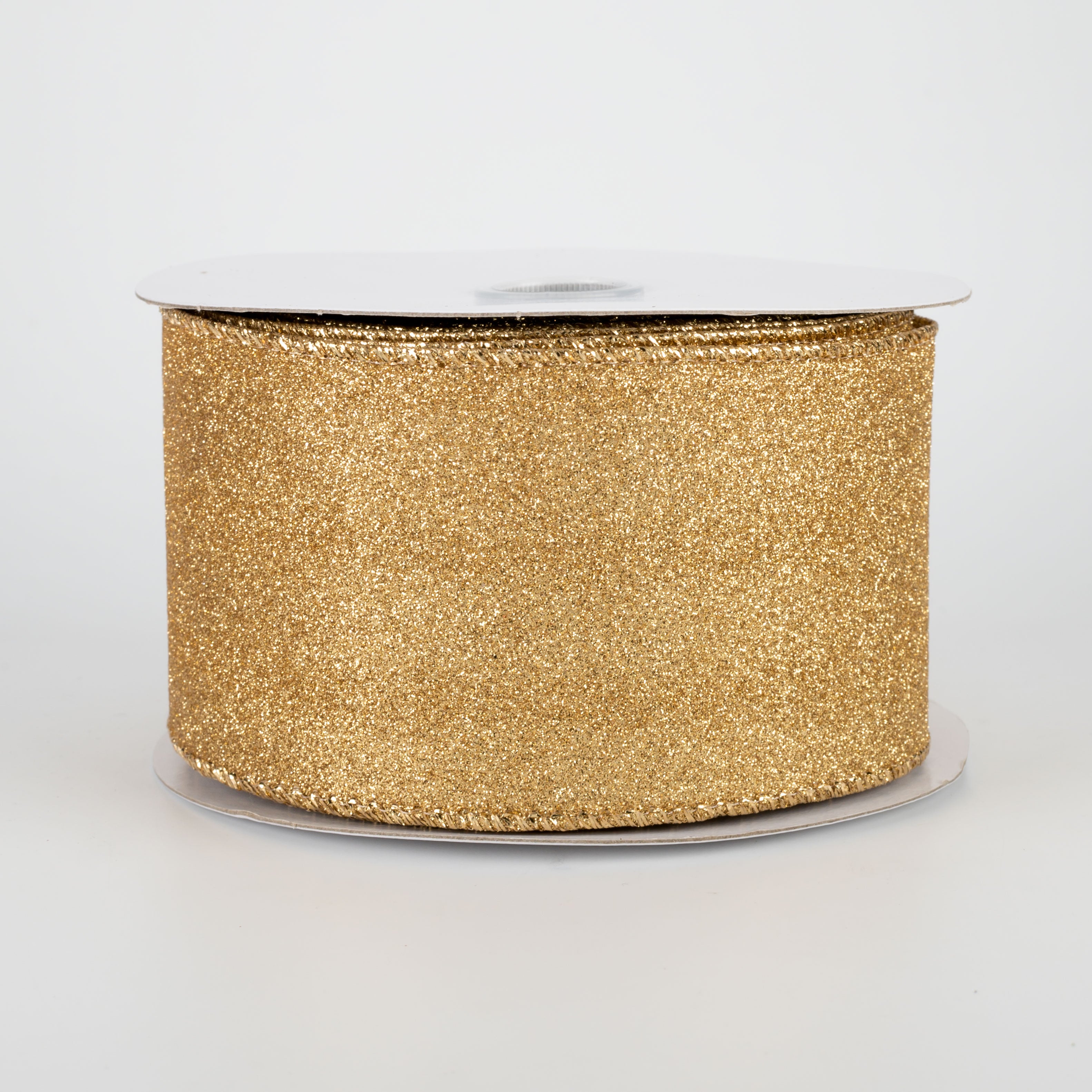 2.5" Lustrous All Flat Glitter Ribbon: Gold (10 Yards)