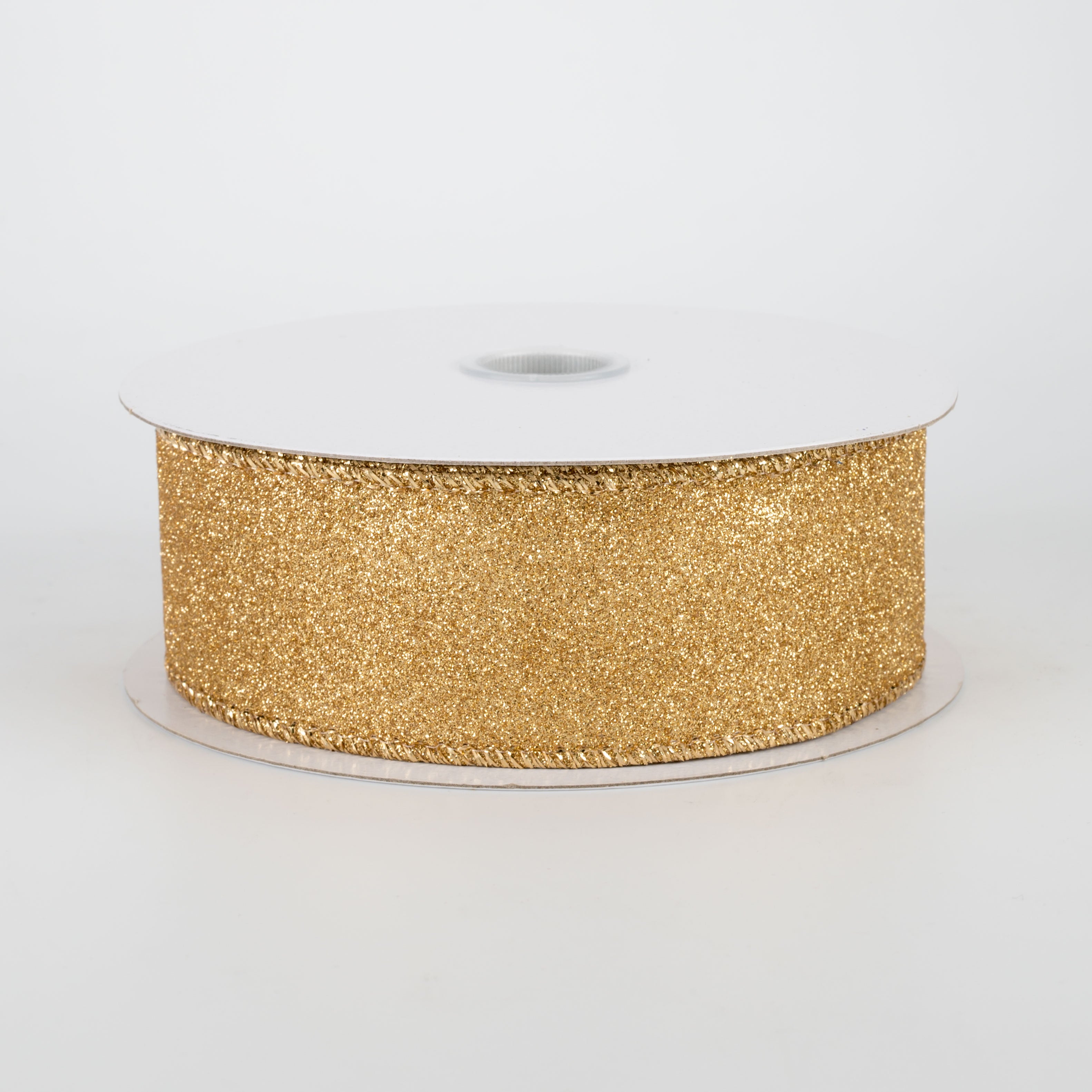 1.5" Lustrous All Flat Glitter Ribbon: Gold (10 Yards)