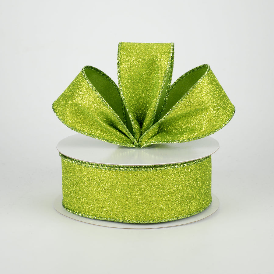 1.5" Lustrous All Flat Glitter Ribbon: Lime (10 Yards) Lifestyle Photo