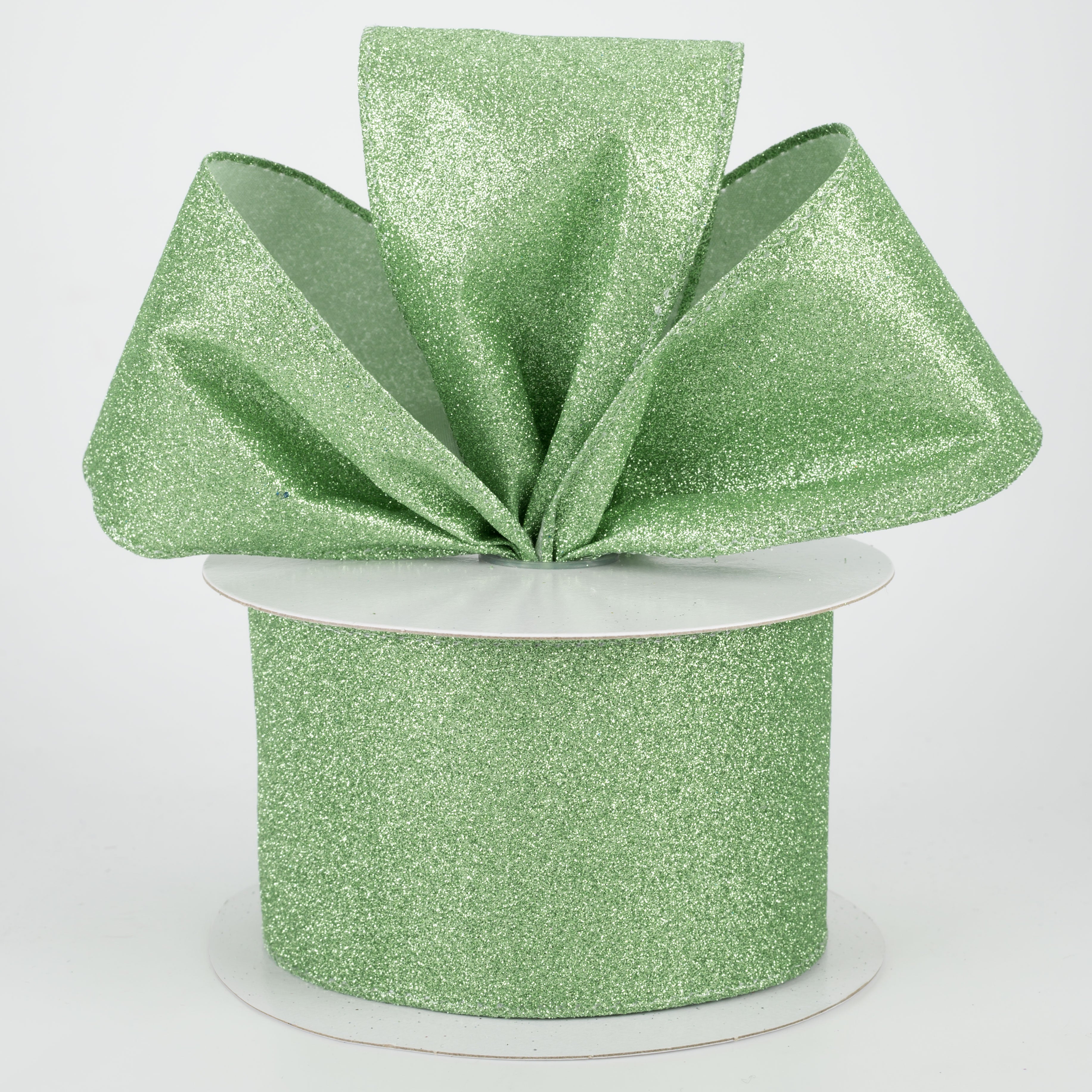 2.5" Lustrous All Flat Glitter Ribbon: Mint (10 Yards) Lifestyle Photo