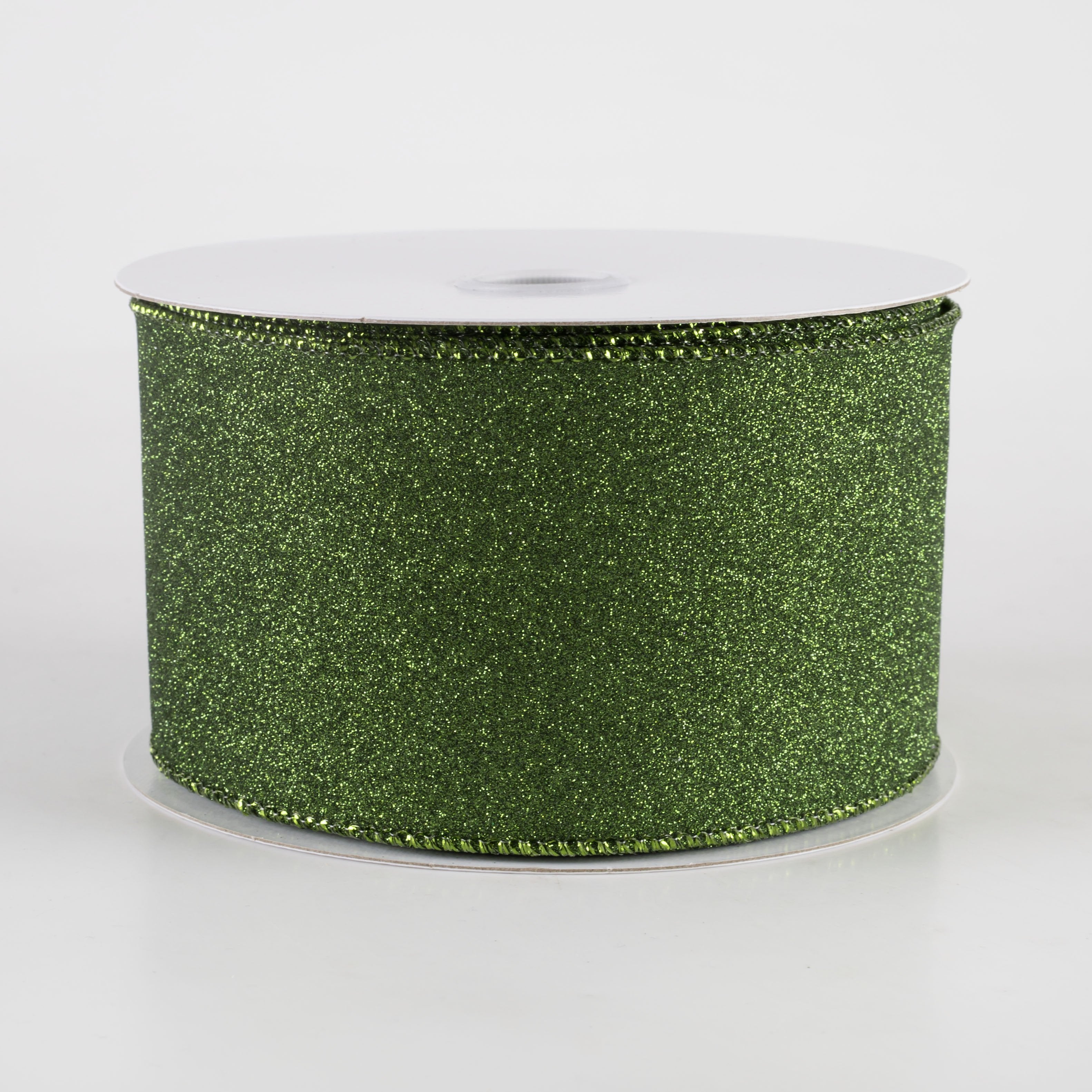 2.5" Lustrous All Flat Glitter Ribbon: Moss Green (10 Yards) Item Number: X820640-08