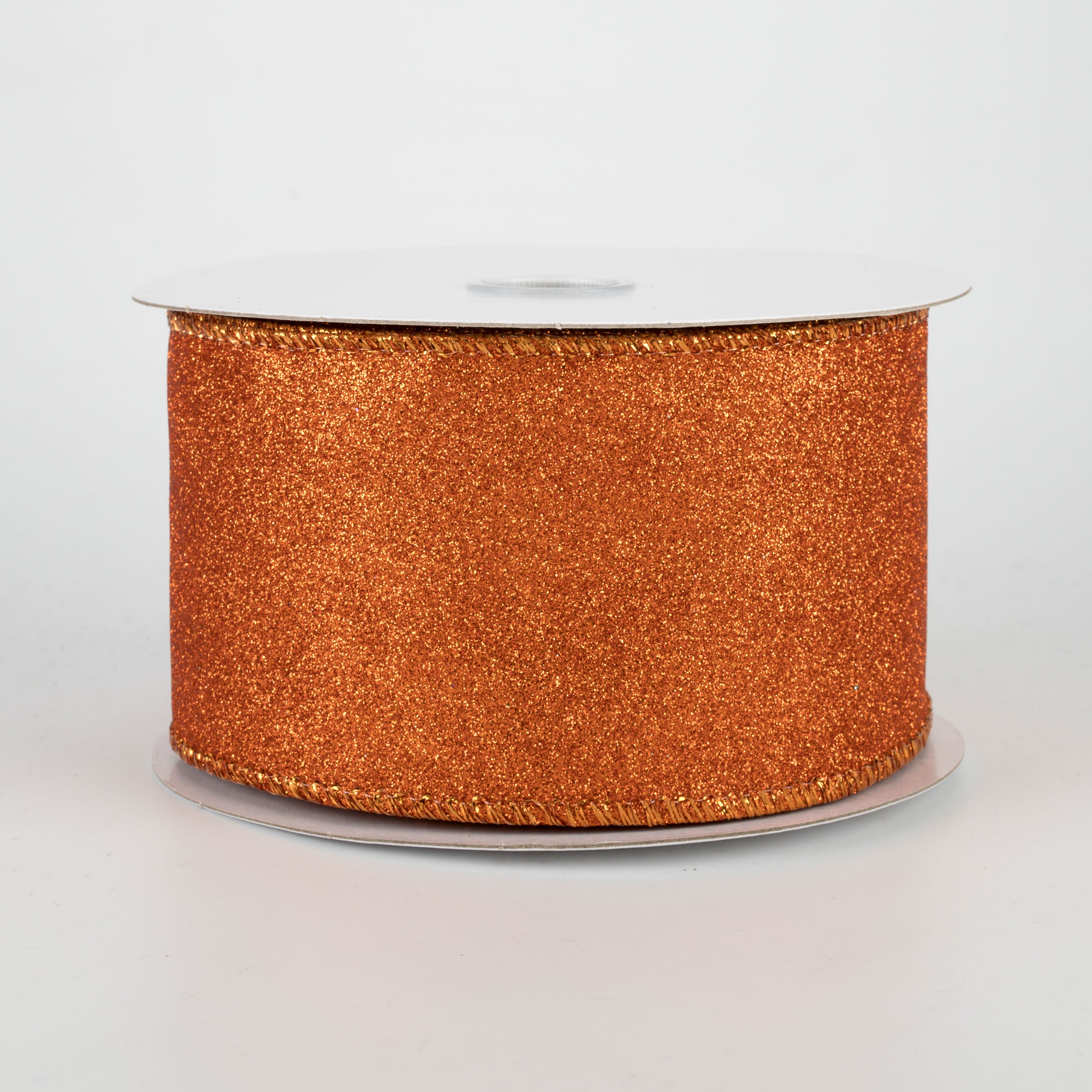 2.5" Lustrous All Flat Glitter Ribbon: Orange (10 Yards)