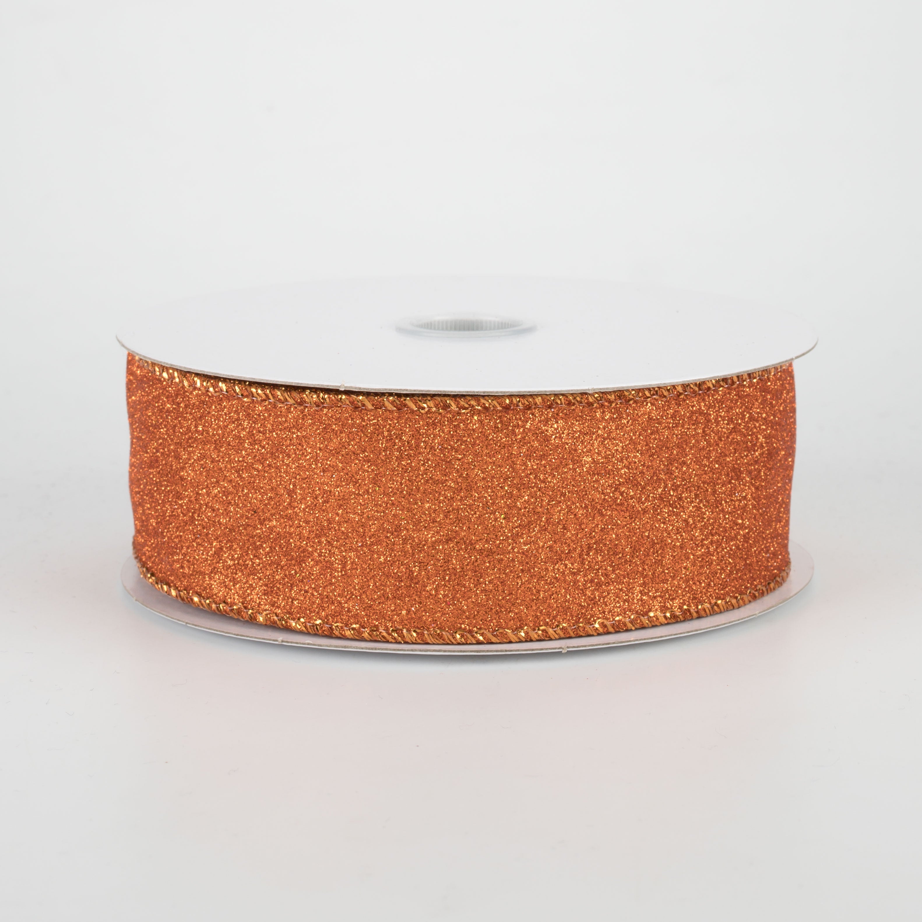 1.5" Lustrous All Flat Glitter Ribbon: Orange (10 Yards)