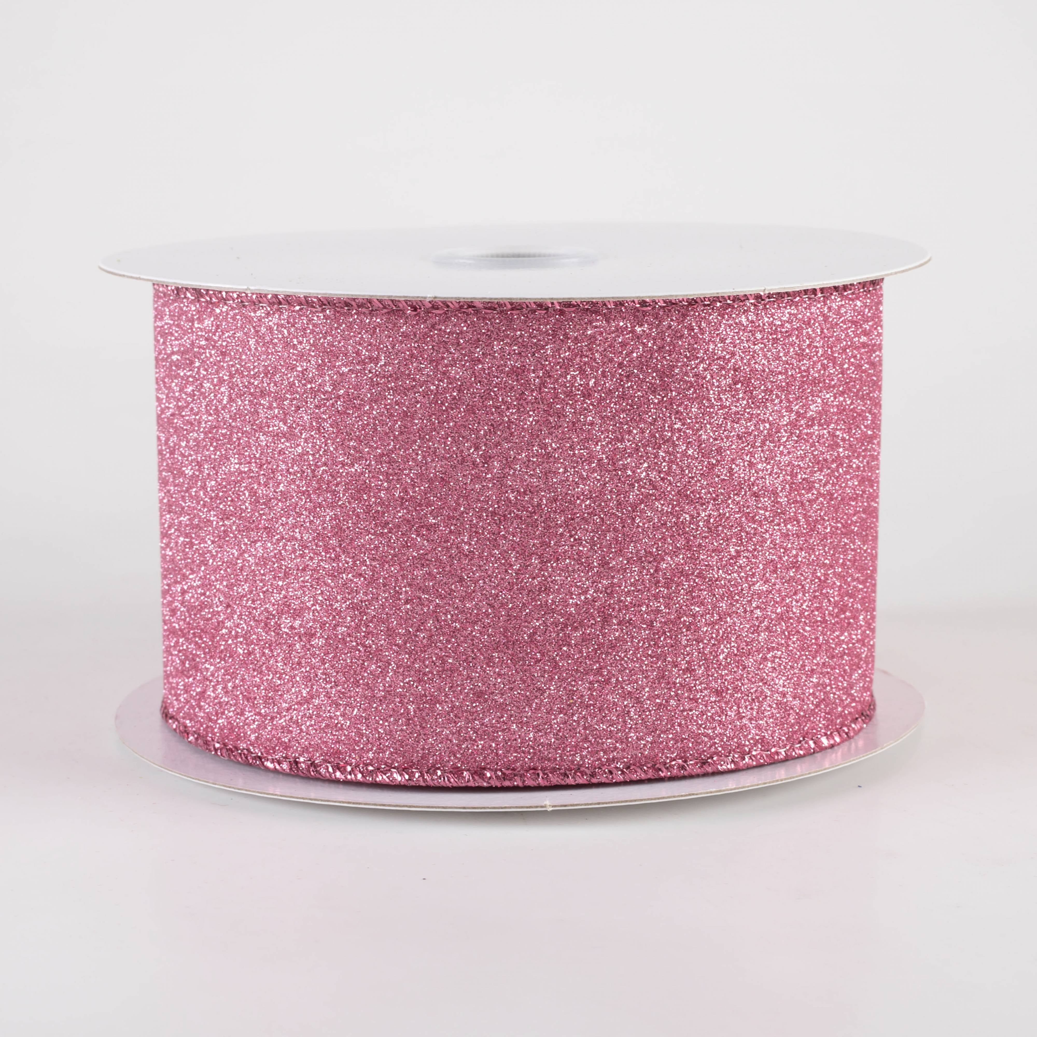 2.5" Lustrous All Flat Glitter Ribbon: Pink (10 Yards) Item Number: X820640-03